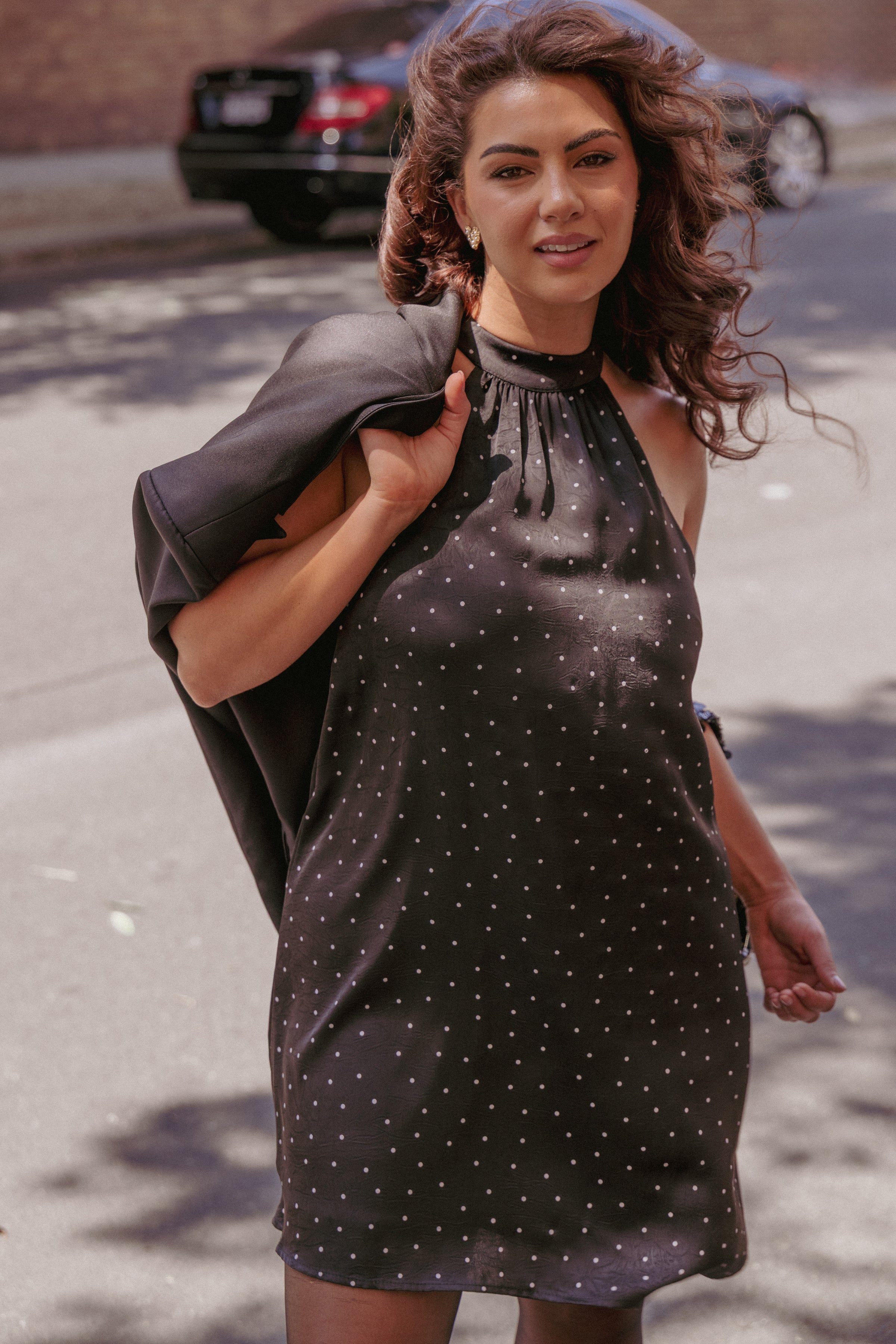 DRESSES Gabrielle Mini Dress - Black Polka Dot