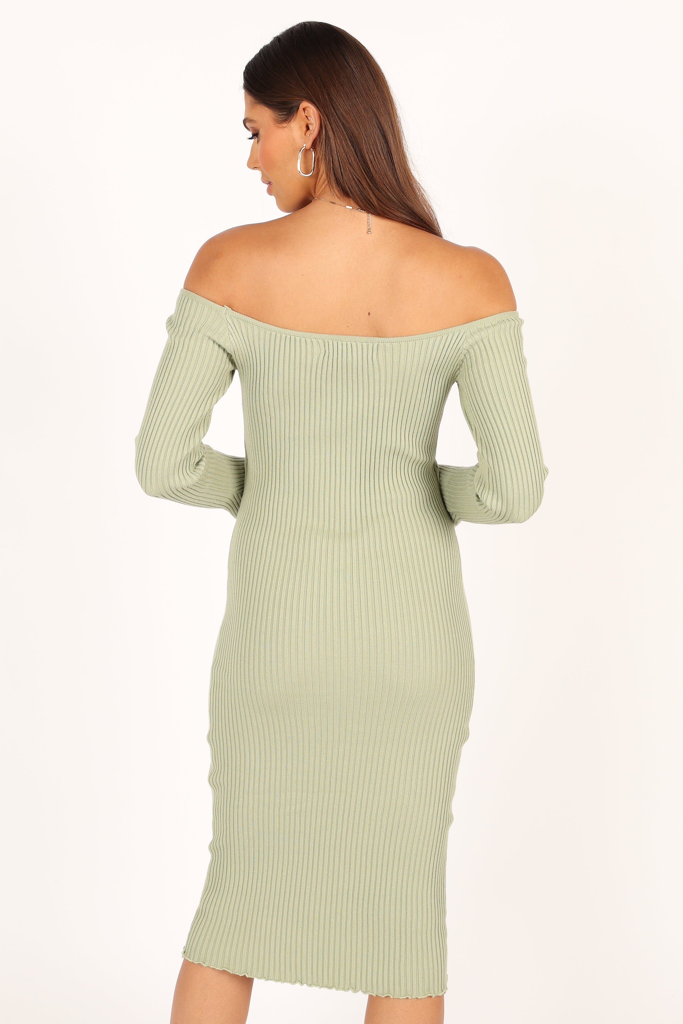 DRESSES Geneva Off Shoulder Midi Dress - Sage