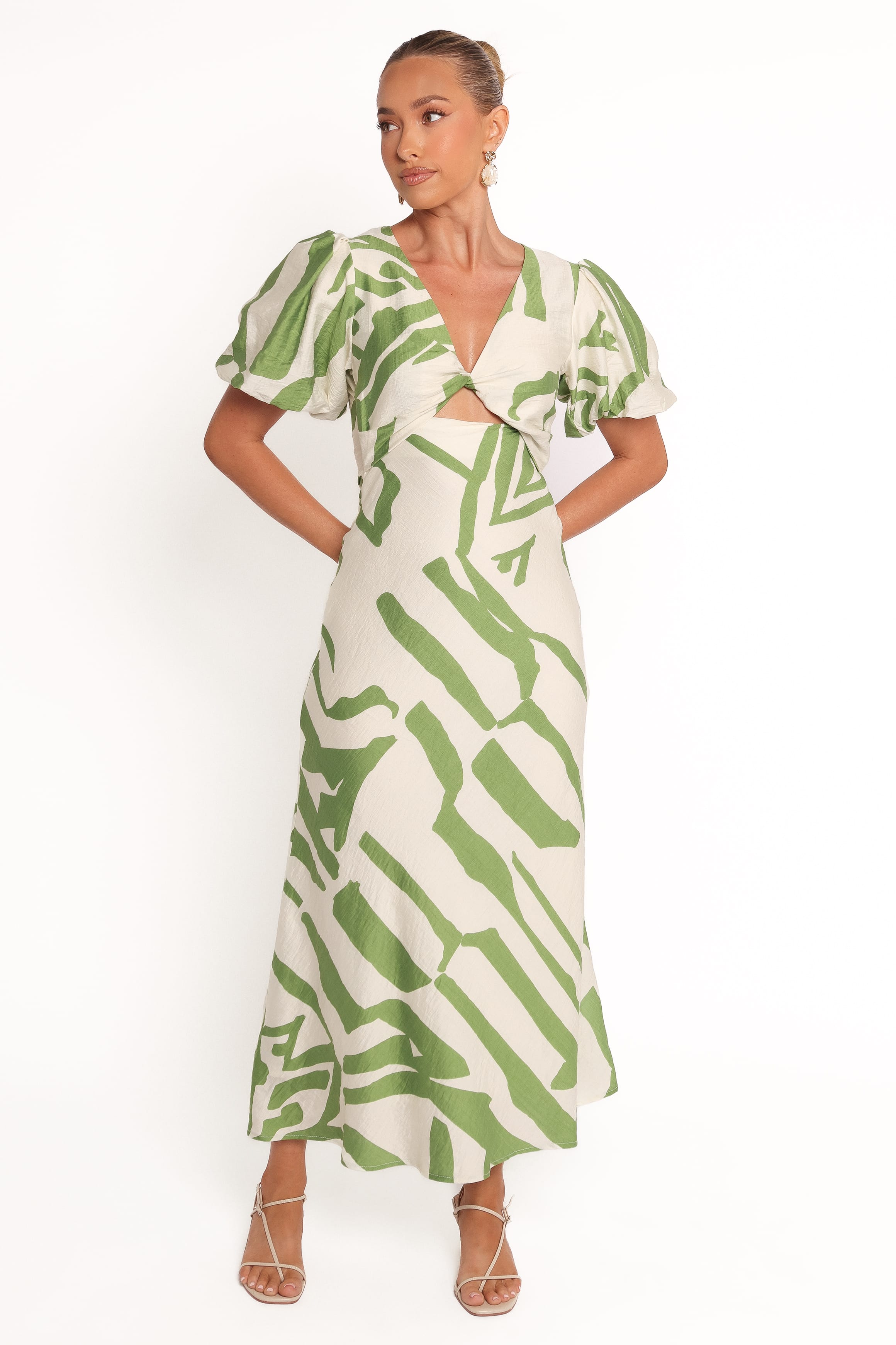 DRESSES Ginevra Maxi Dress - Cream/Green