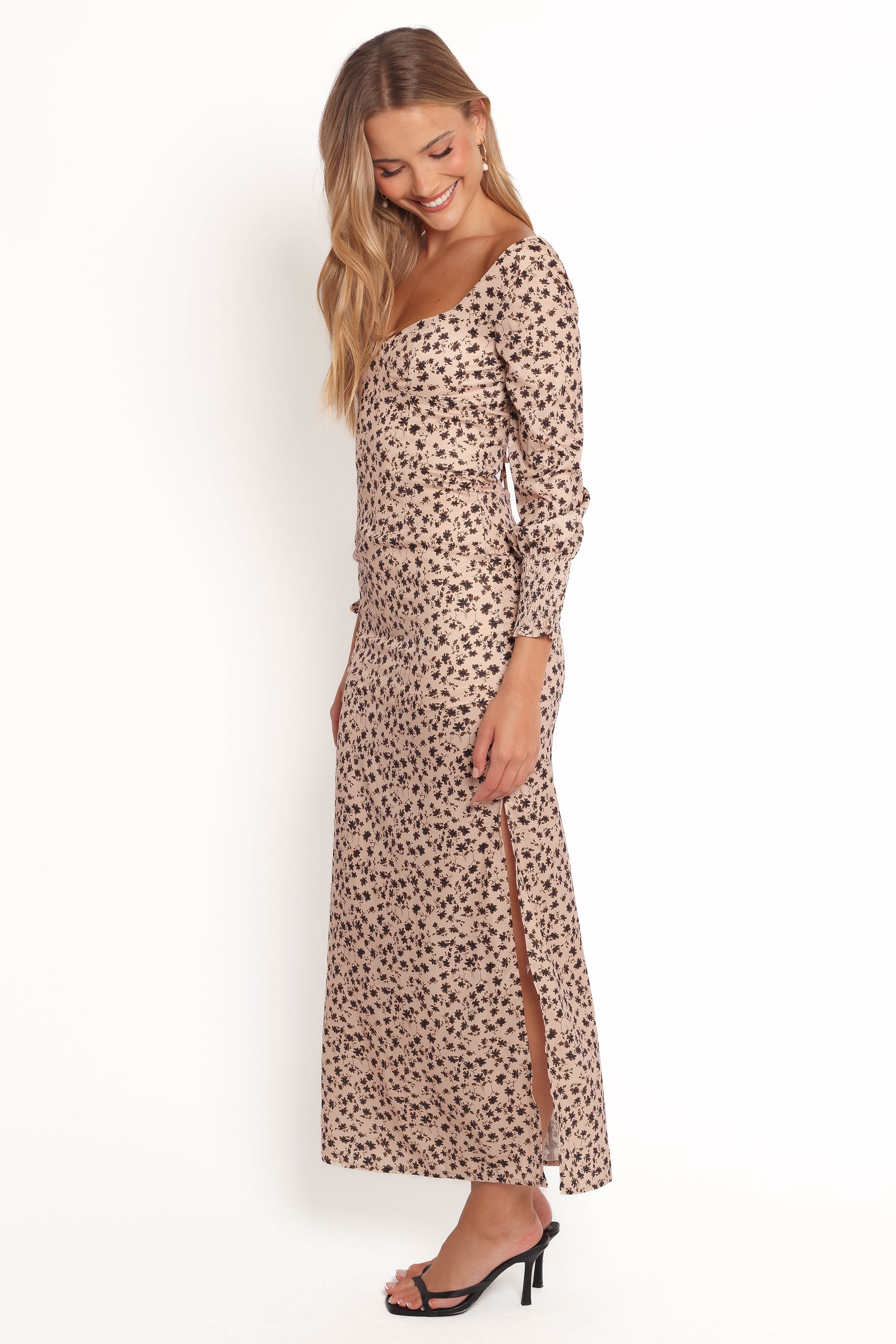 DRESSES Gisella Long Sleeve Midi - Brown Floral