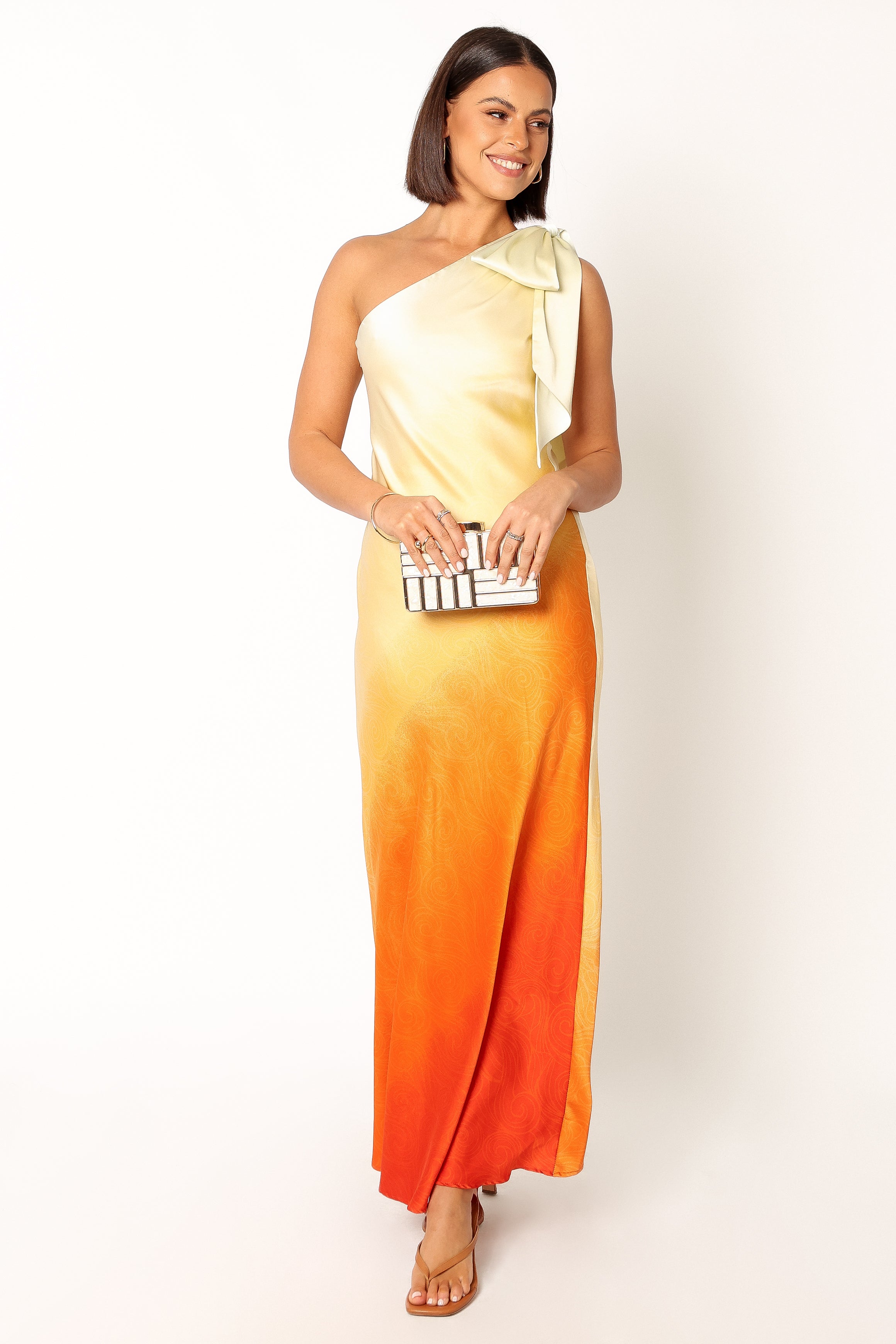 DRESSES @Glow One Shoulder Midi Dress - Sunset