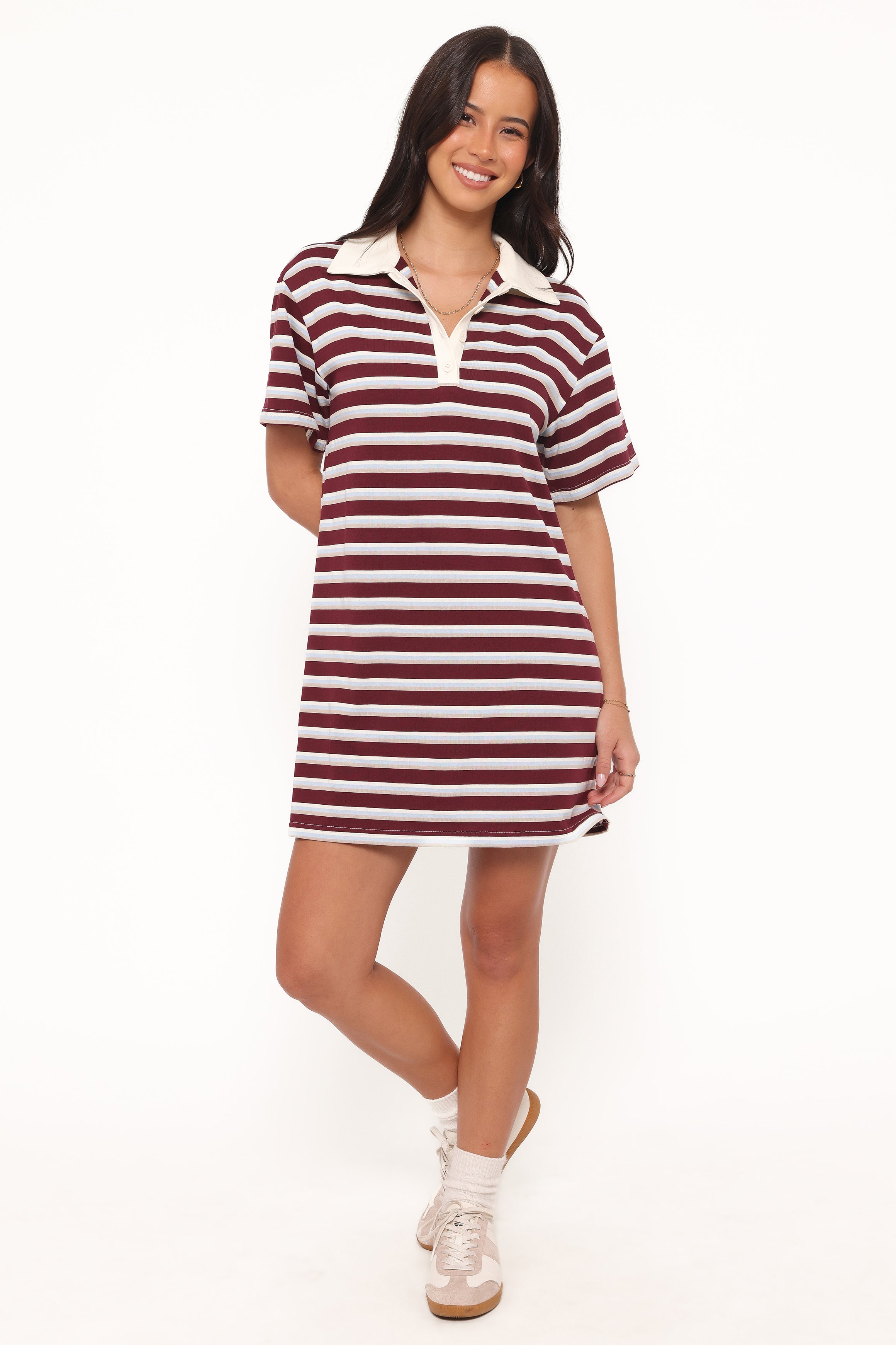DRESSES Gordie Mini Dress - Burgundy Stripe