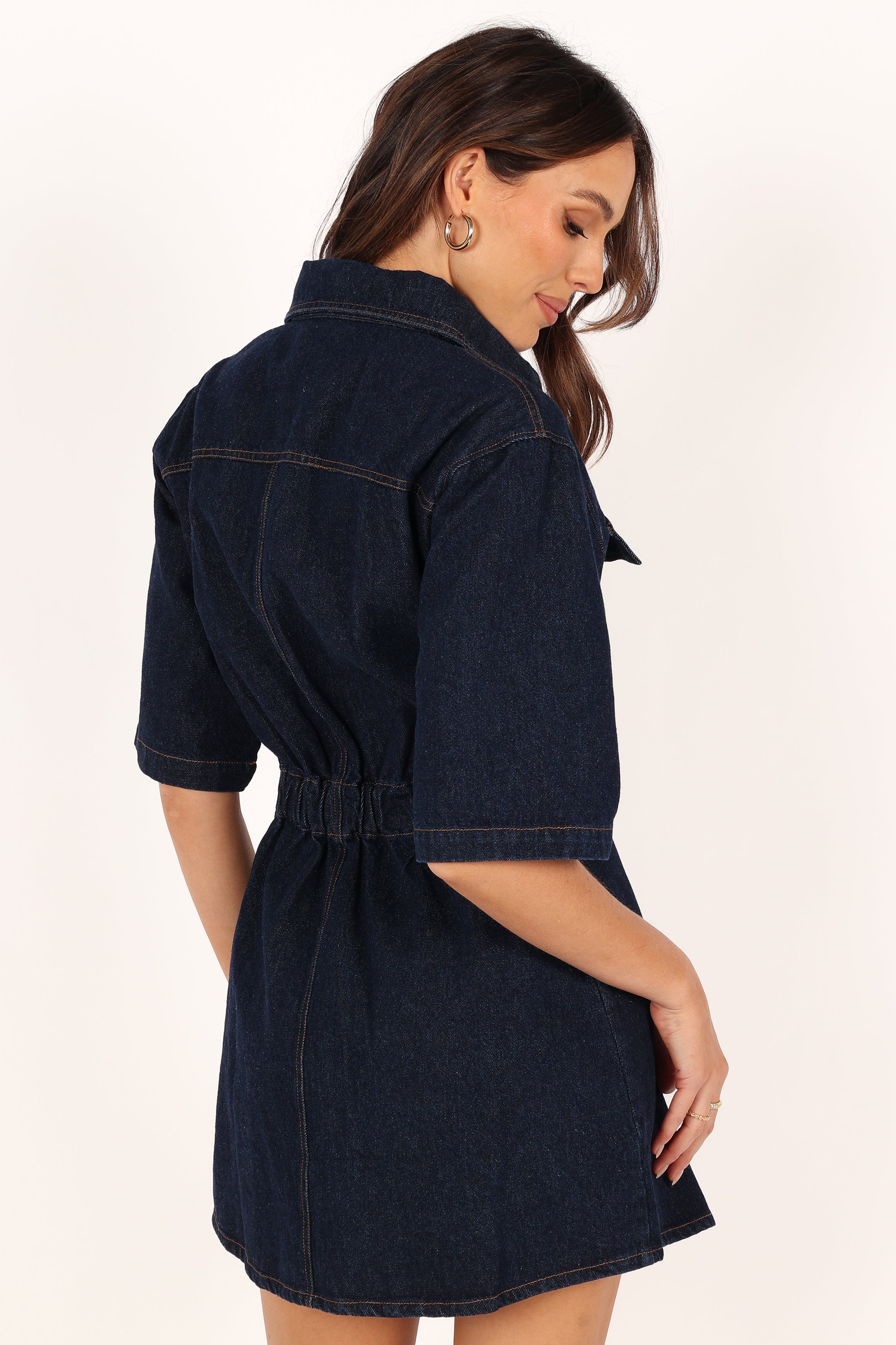 DRESSES @Hailey Denim Mini Dress - Dark Denim