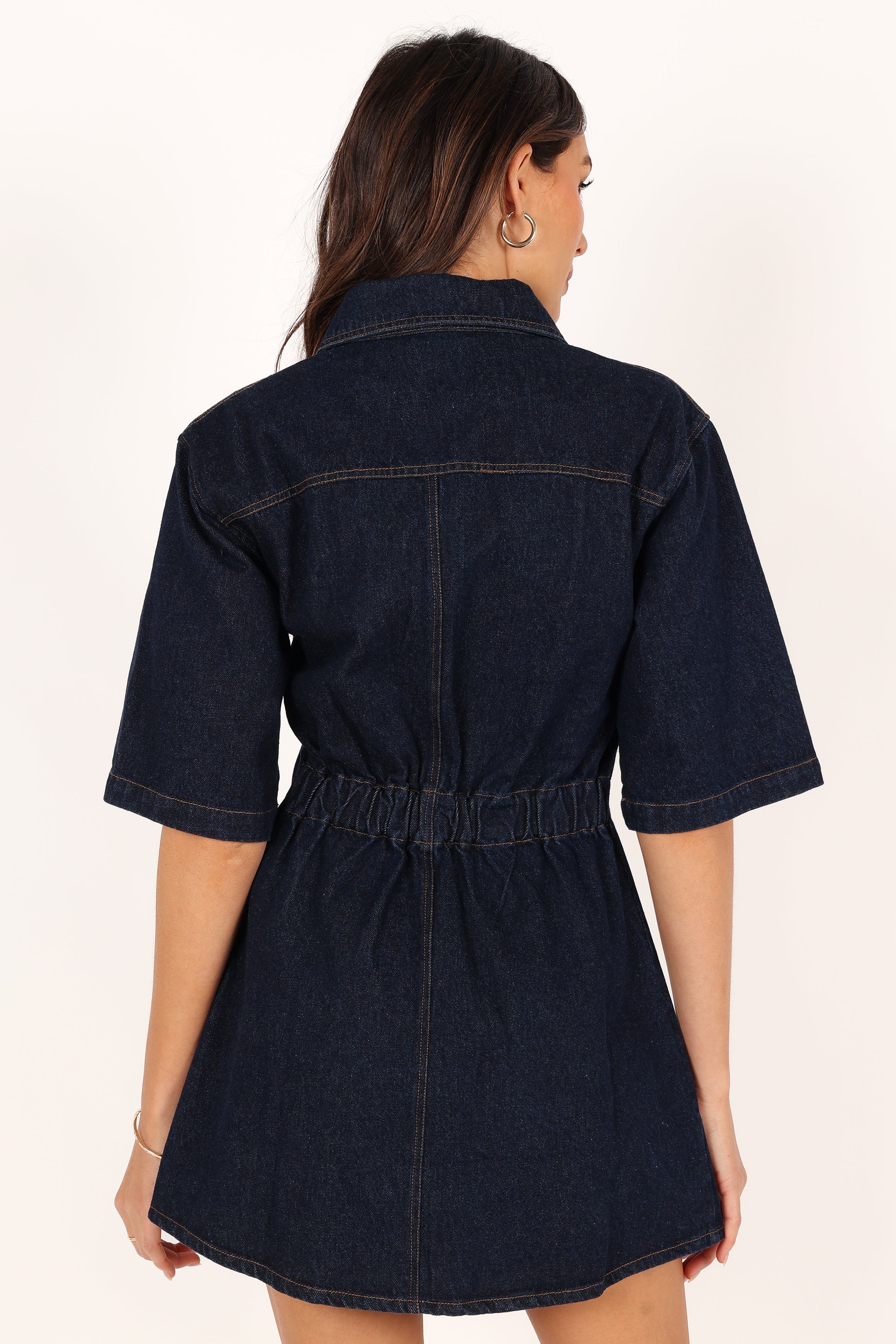 DRESSES @Hailey Denim Mini Dress - Dark Denim