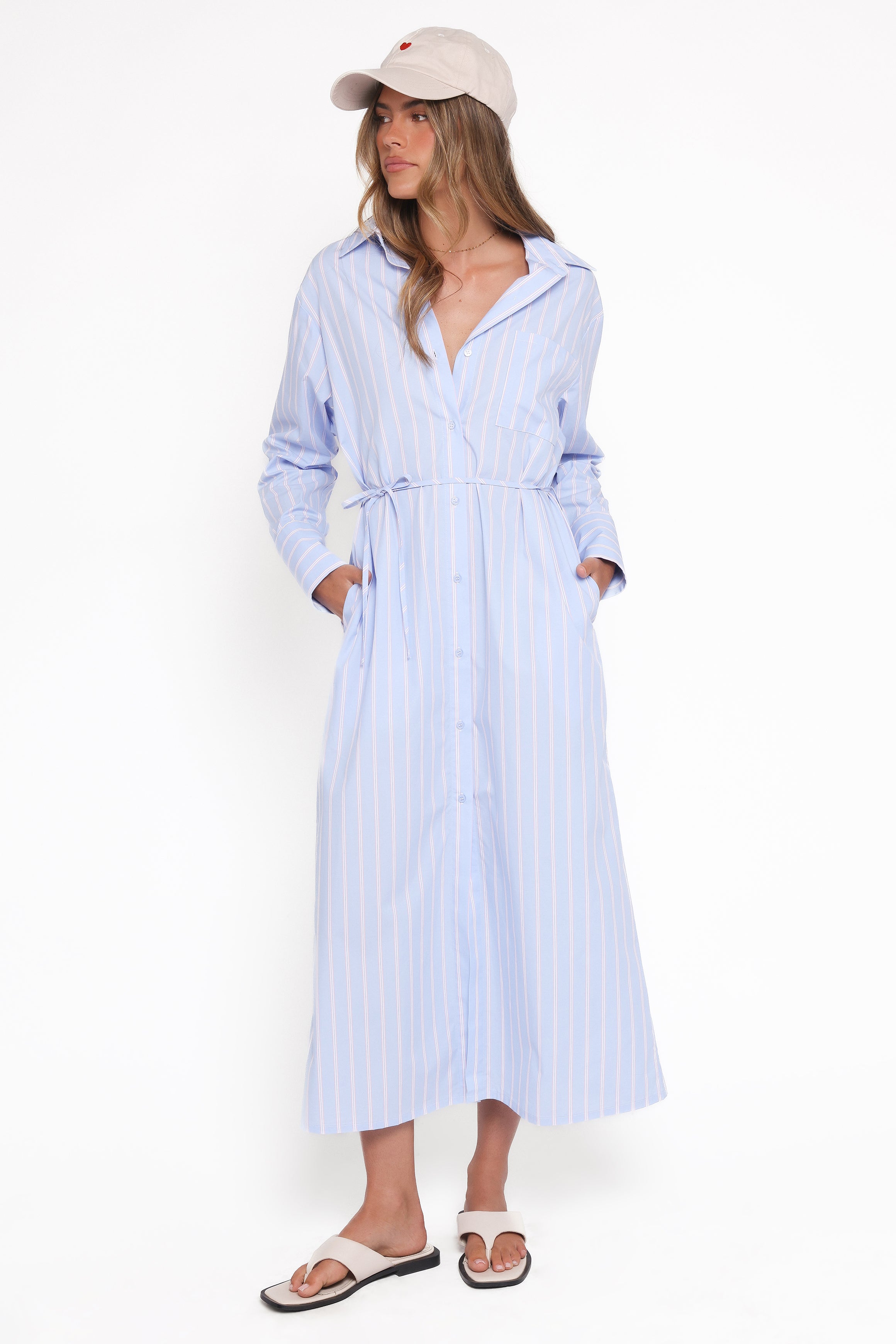 DRESSES Harlan Long Sleeve Midi Dress - Blue Pink Stripe
