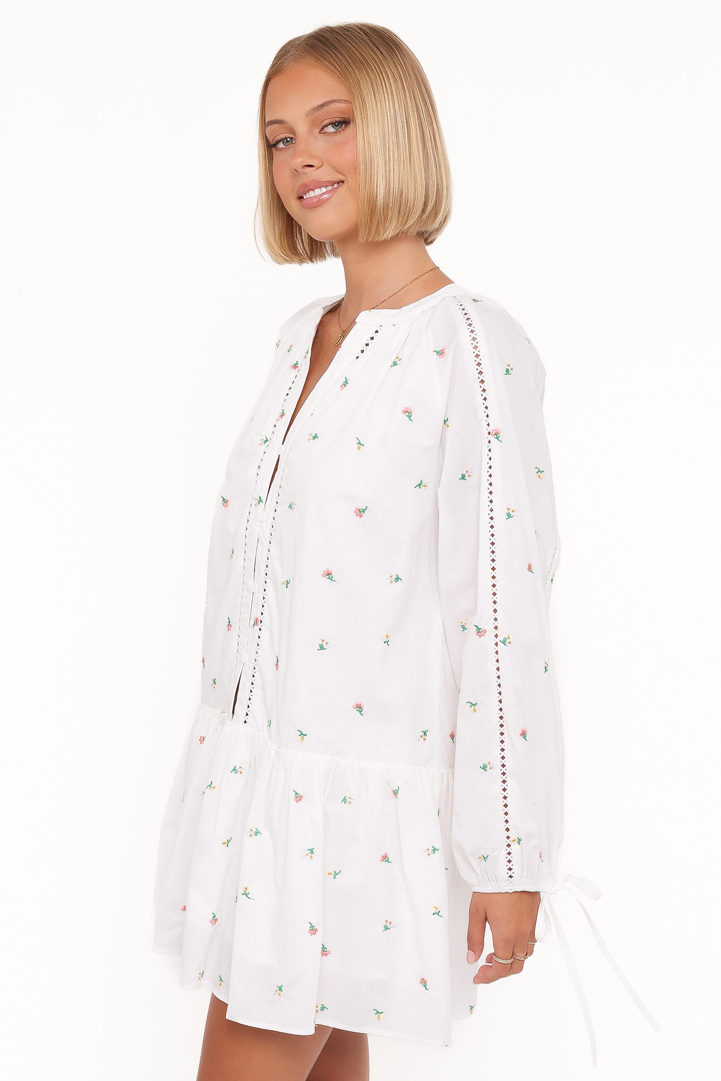 DRESSES Hart Long Sleeve Mini Dress - White Floral