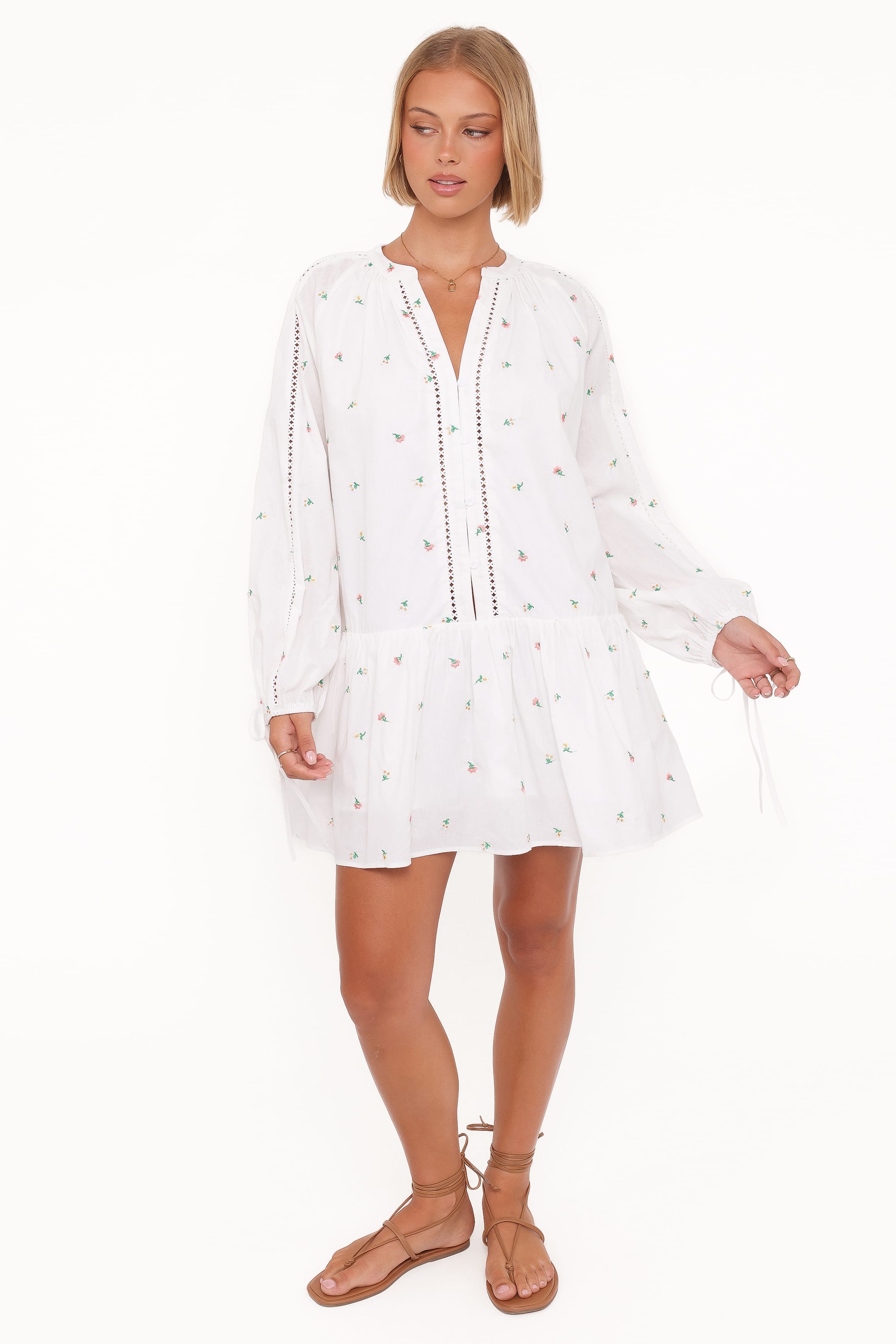 DRESSES Hart Long Sleeve Mini Dress - White Floral