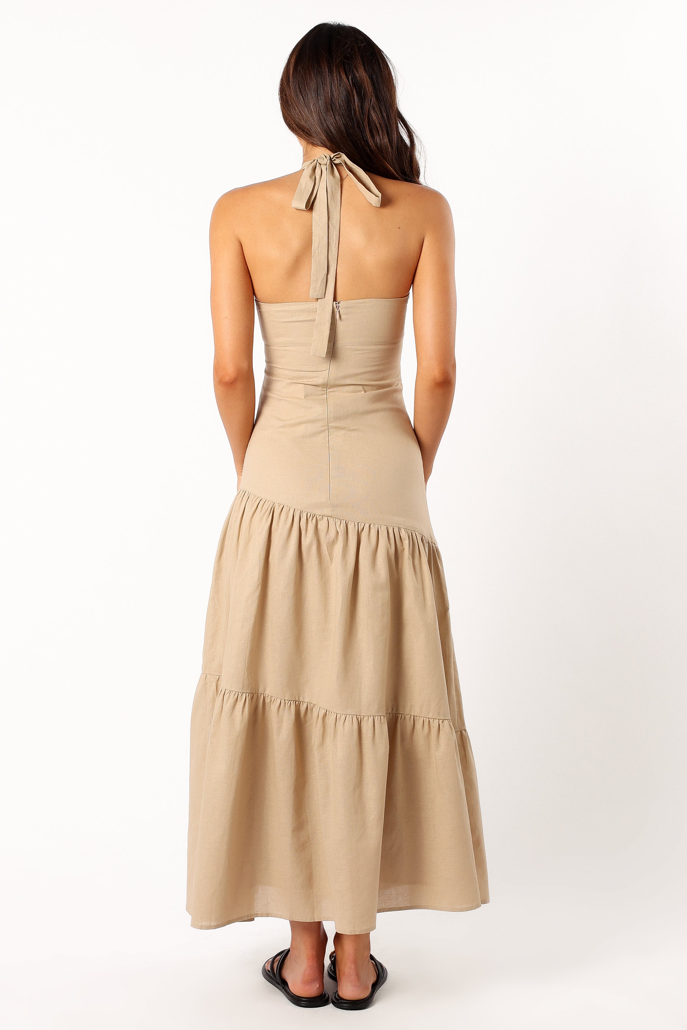 DRESSES @Haven Halterneck Maxi Dress - Tan