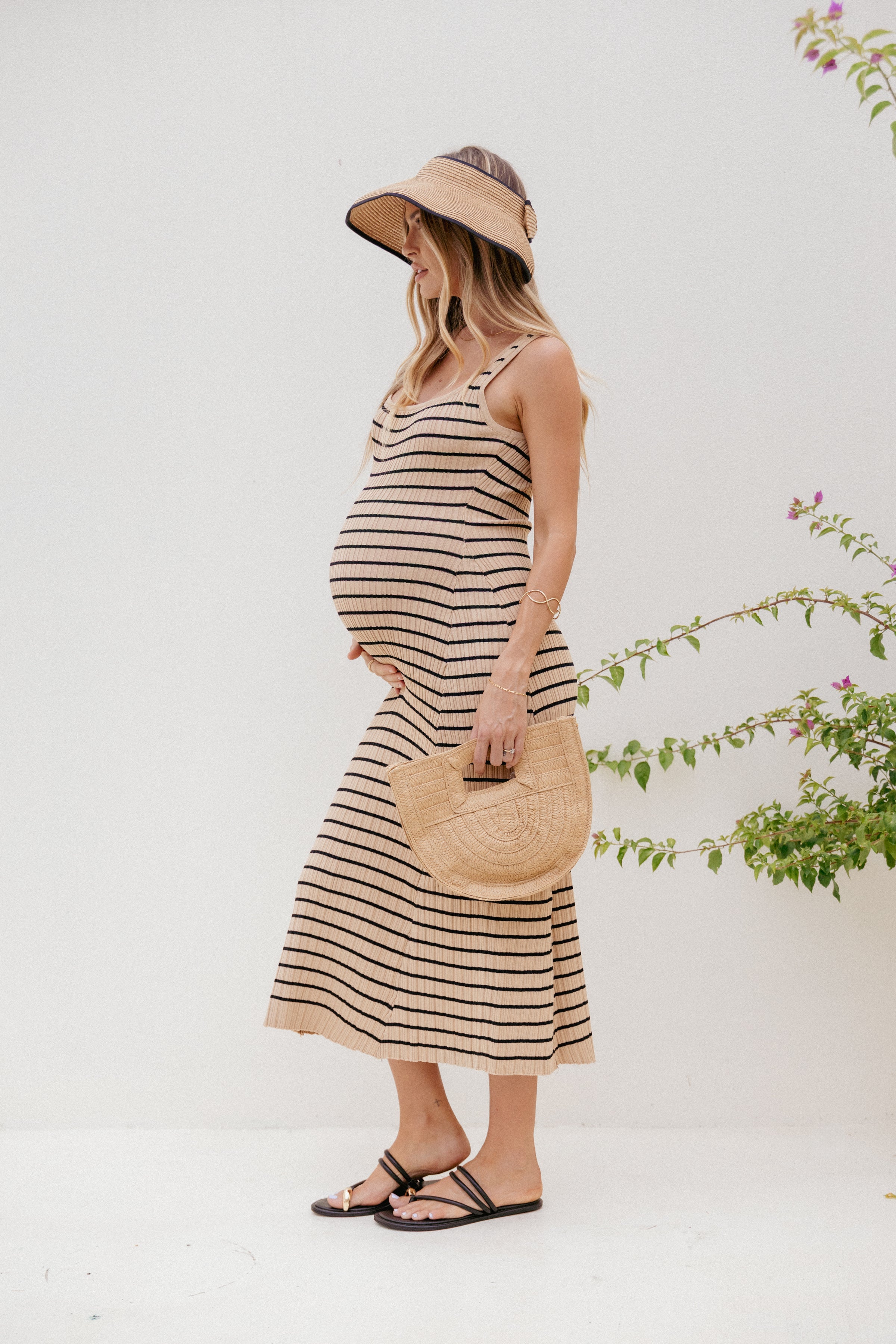 DRESSES Henry Striped Midi Dress - Beige Black