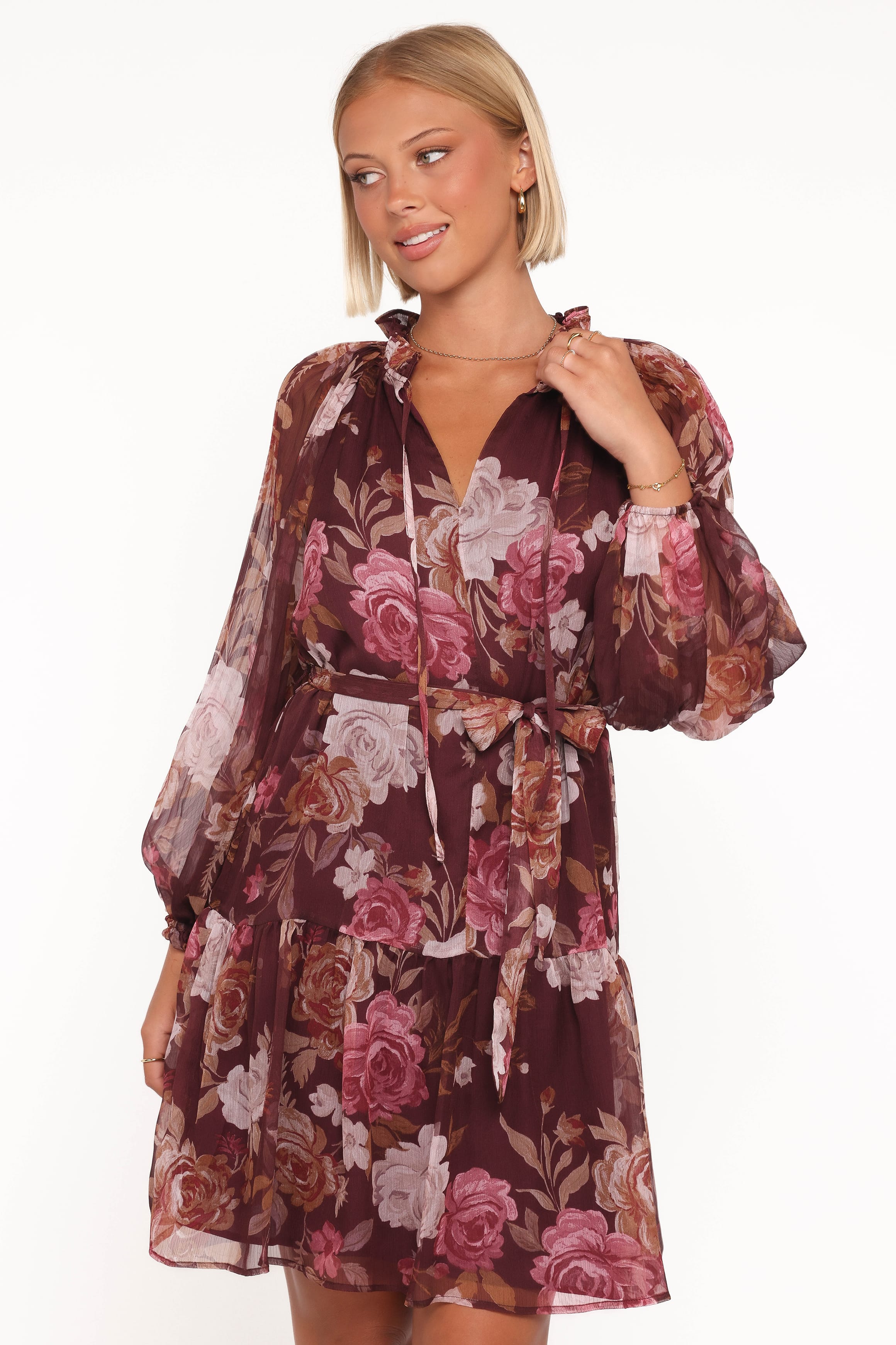 DRESSES Hensely Mini Dress - Burgundy Brandy Bloom