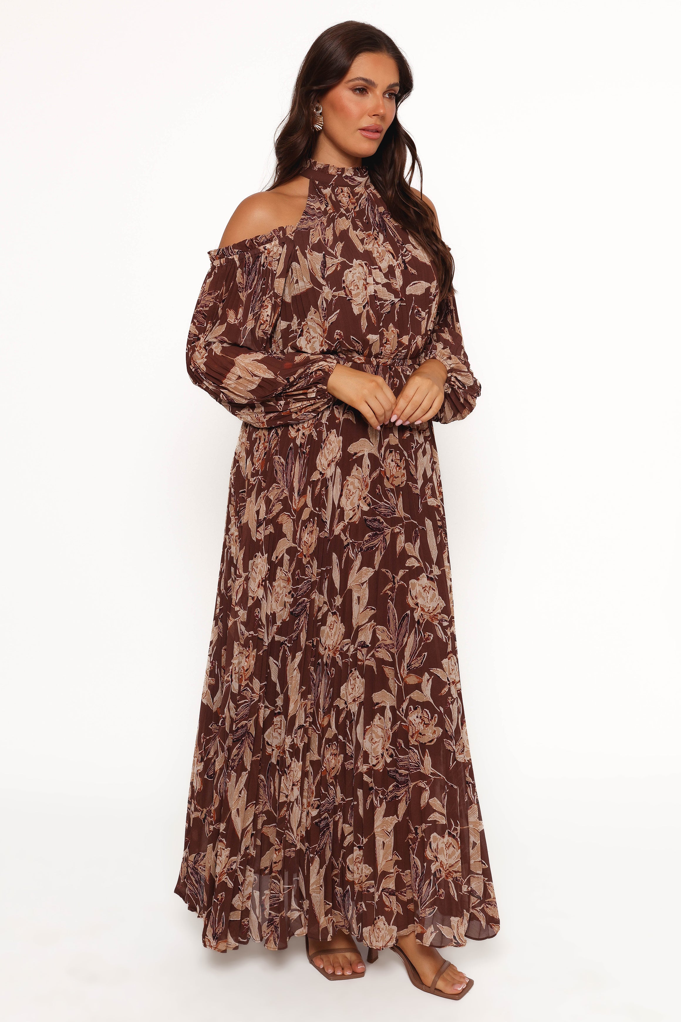 DRESSES Hilary Pleated Maxi Dress - Brown Floral