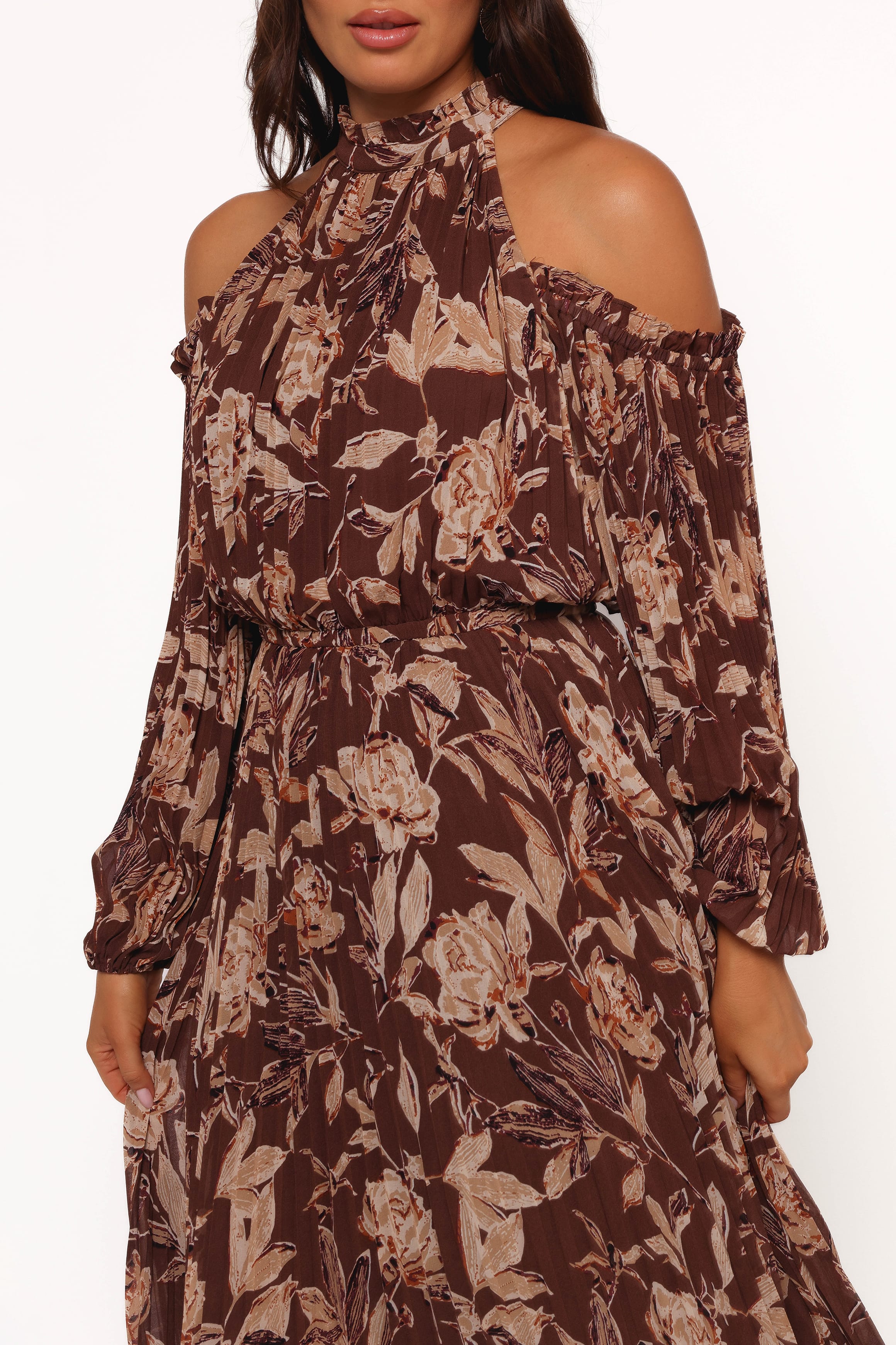 DRESSES Hilary Pleated Maxi Dress - Brown Floral