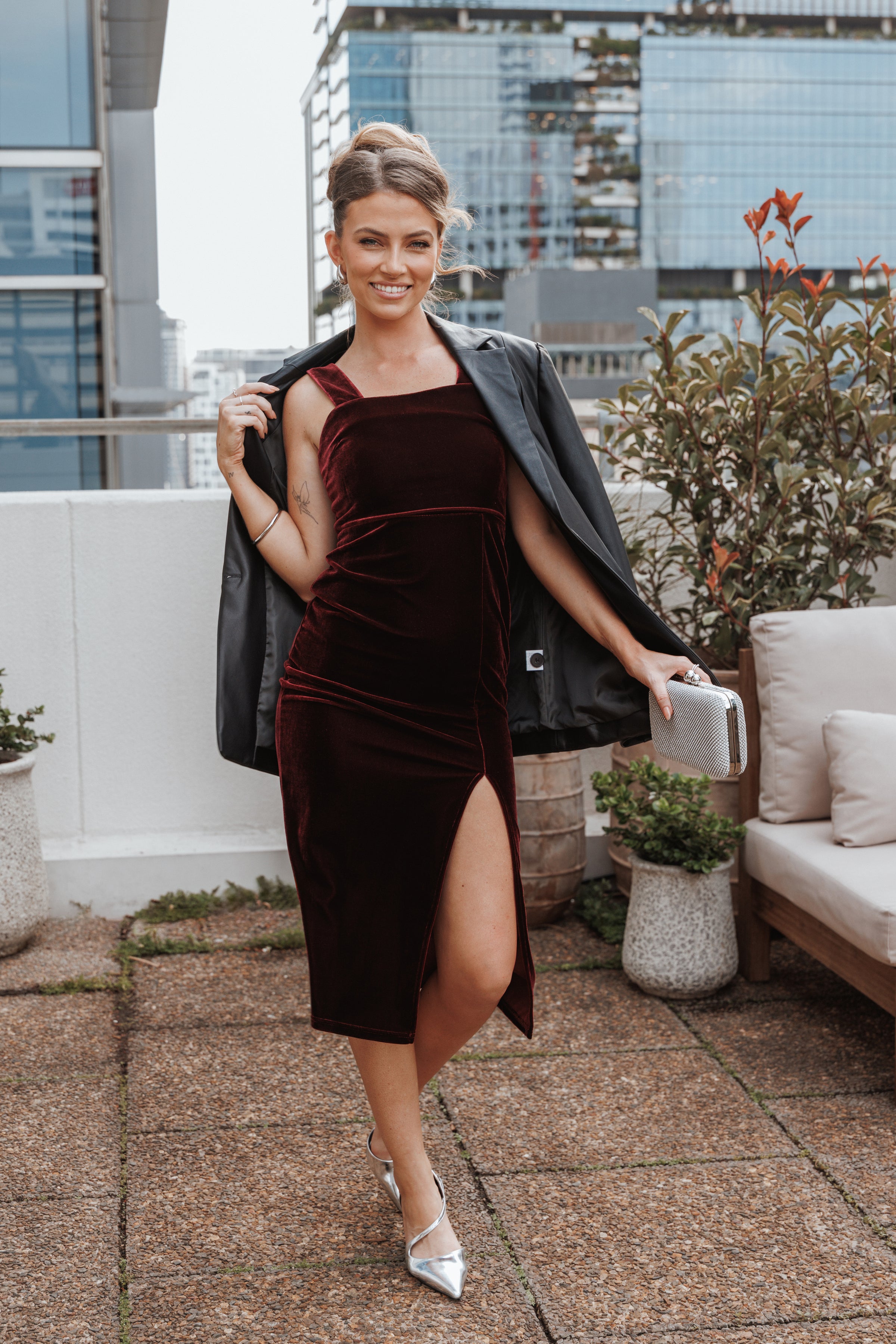 DRESSES Hyatt Velvet Dress - Burgundy
