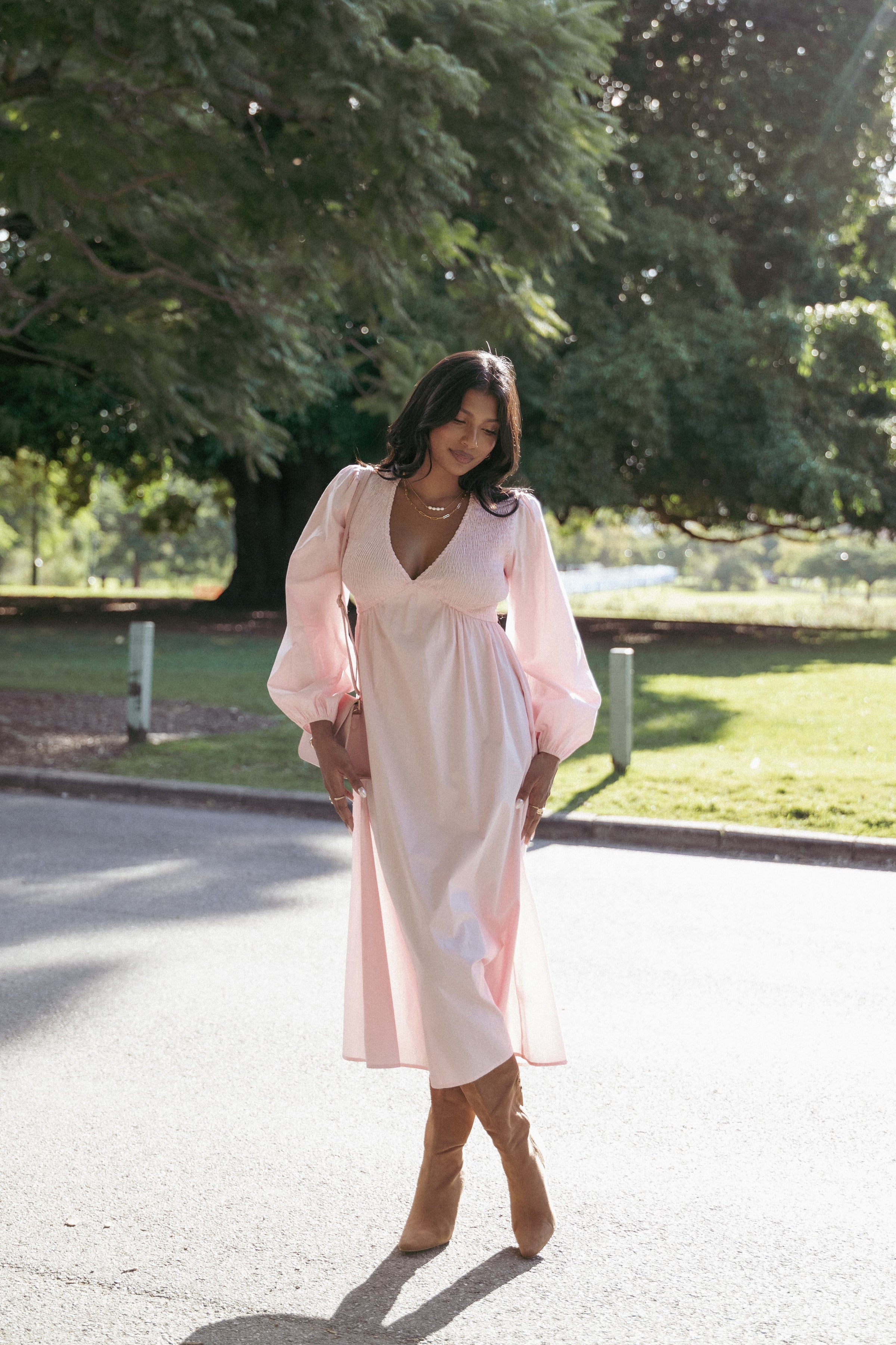 DRESSES Ilyana Long Sleeve Maxi Dress - Pink