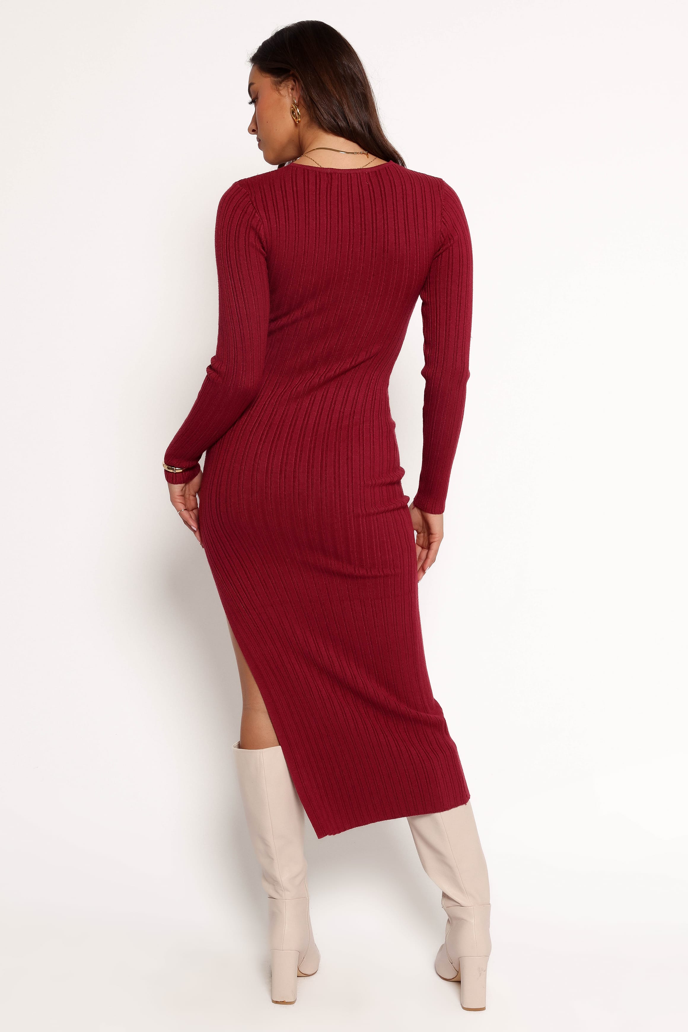 DRESSES Irene Long Sleeve Midi Dress - Wine
