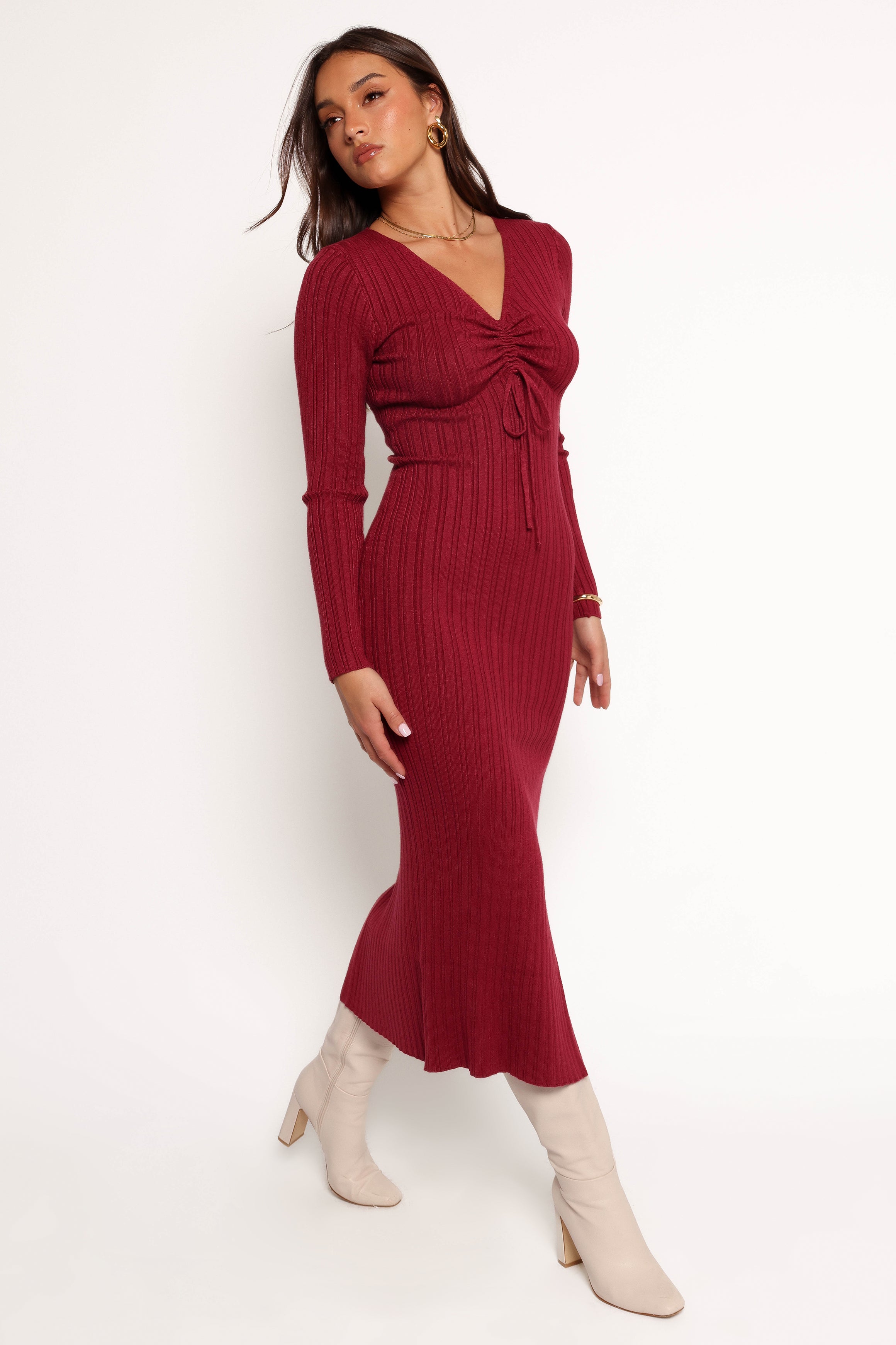 DRESSES Irene Long Sleeve Midi Dress - Wine