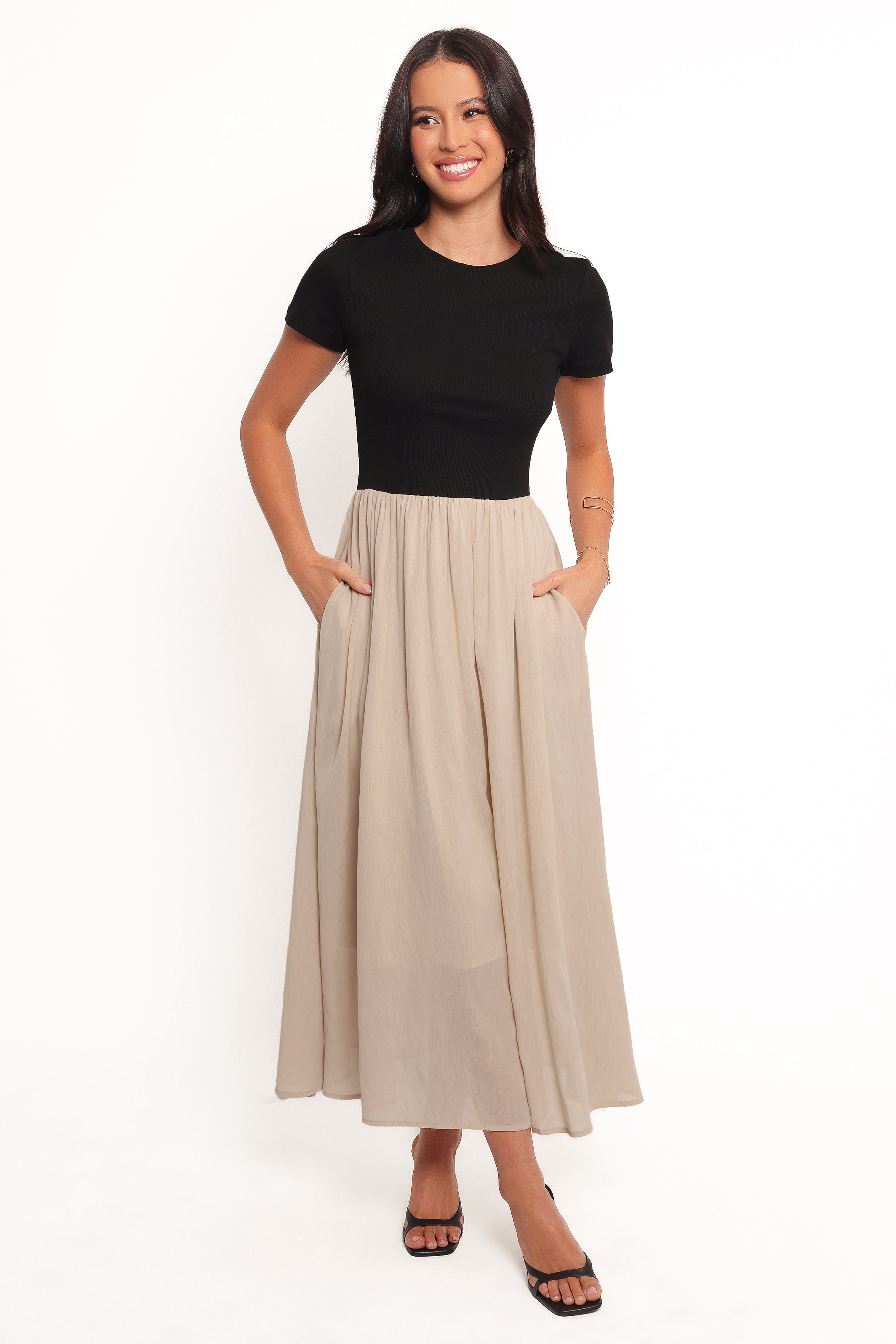 DRESSES Isolde Midi Dress - Black/Beige