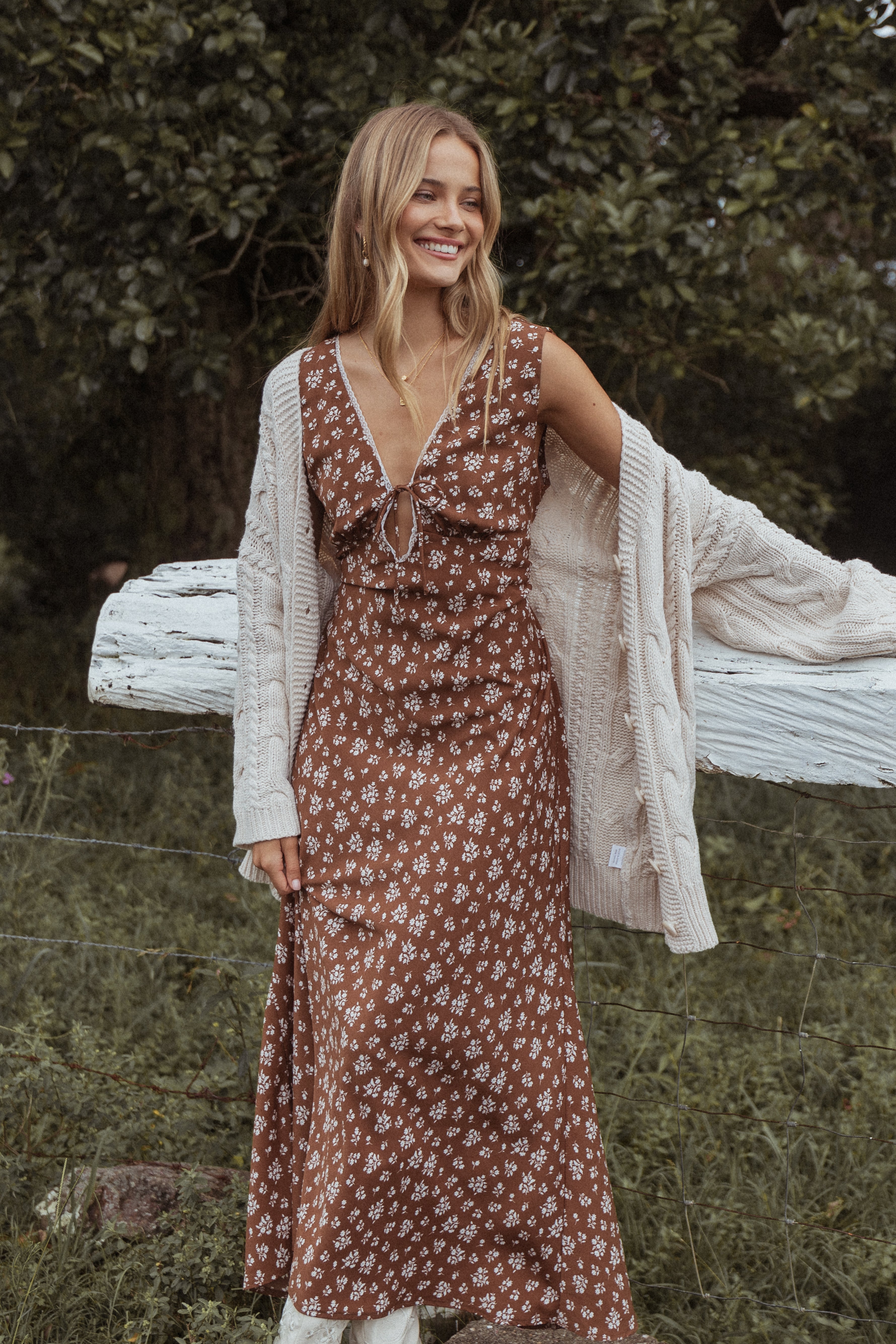 DRESSES Jackson Maxi Dress - Brown Ditsy Floral