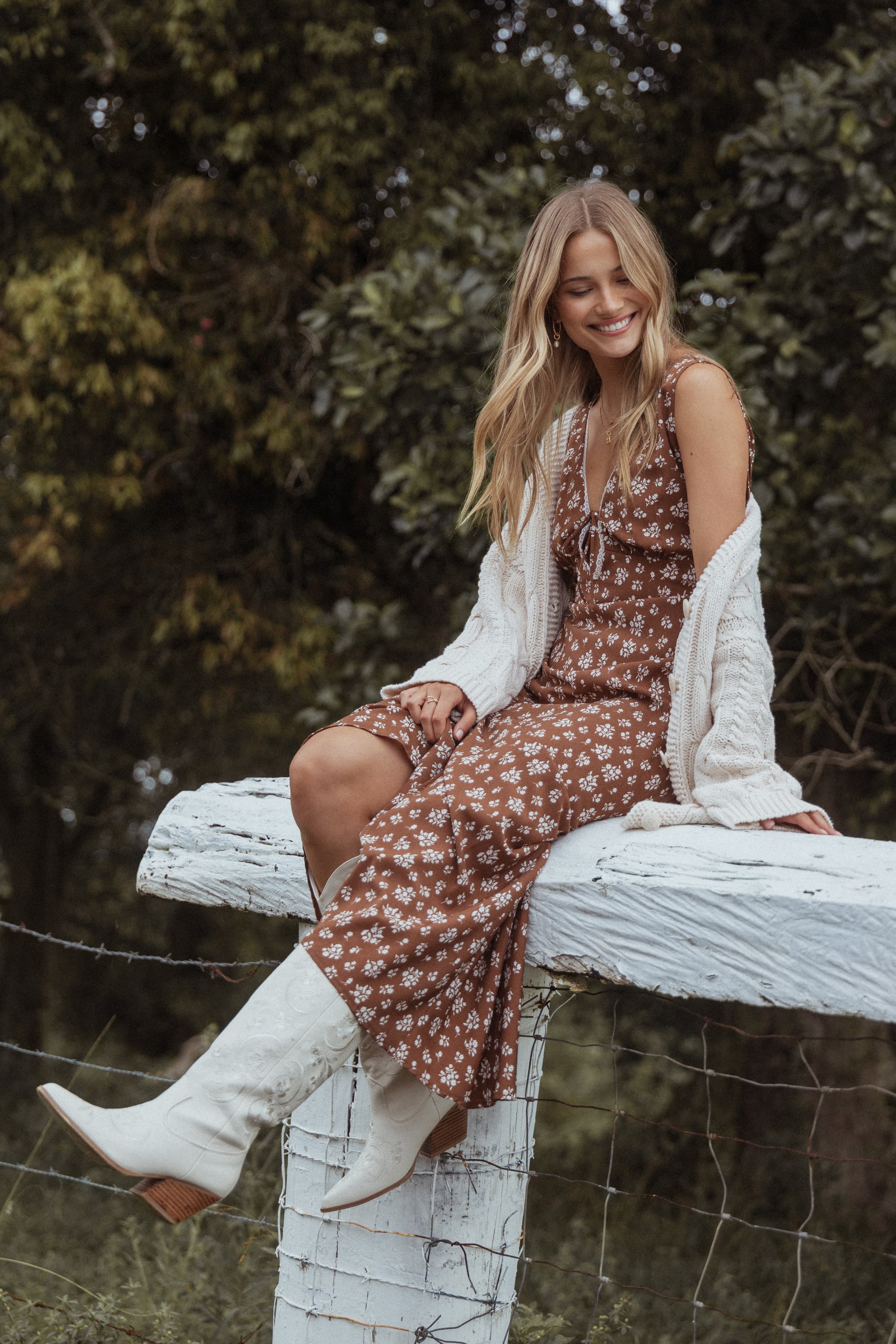 DRESSES Jackson Maxi Dress - Brown Ditsy Floral