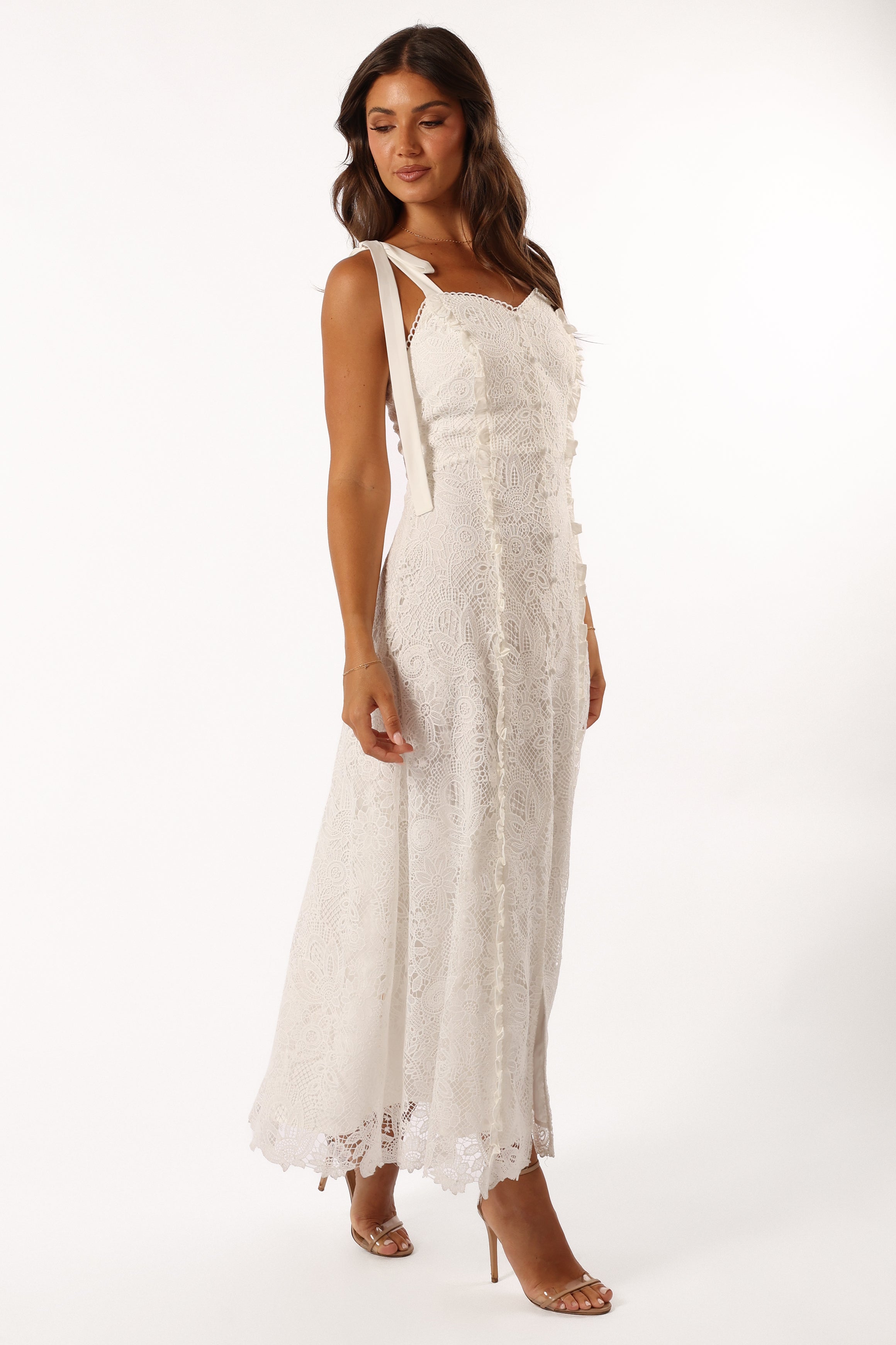 DRESSES @Jagger Midi Lace Dress - White