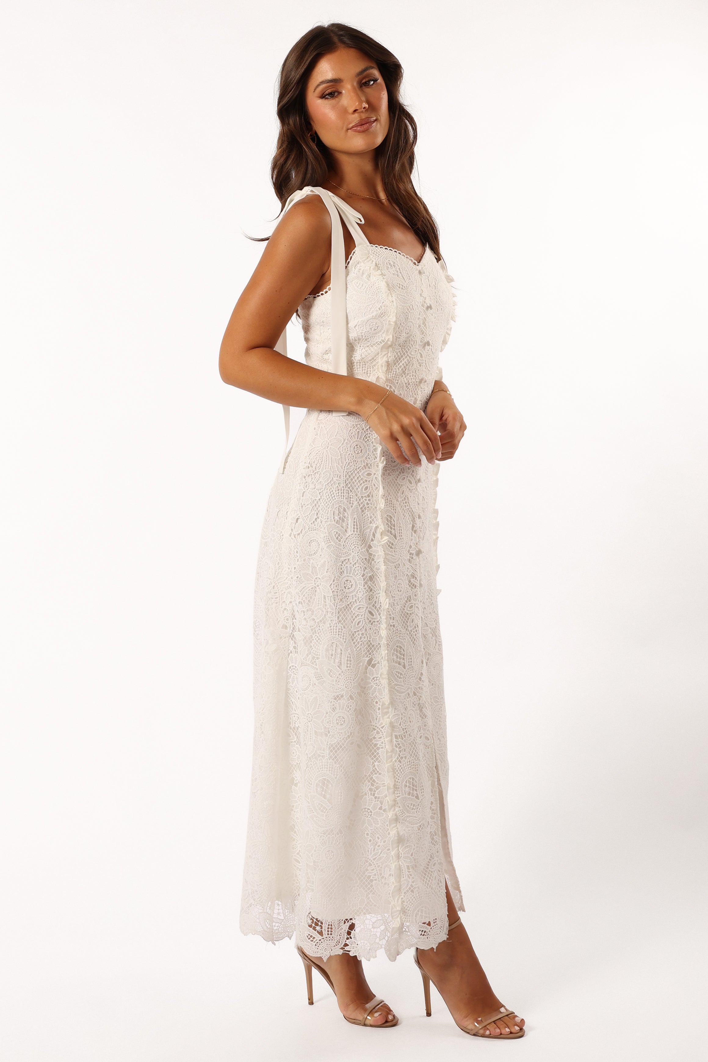 DRESSES @Jagger Midi Lace Dress - White