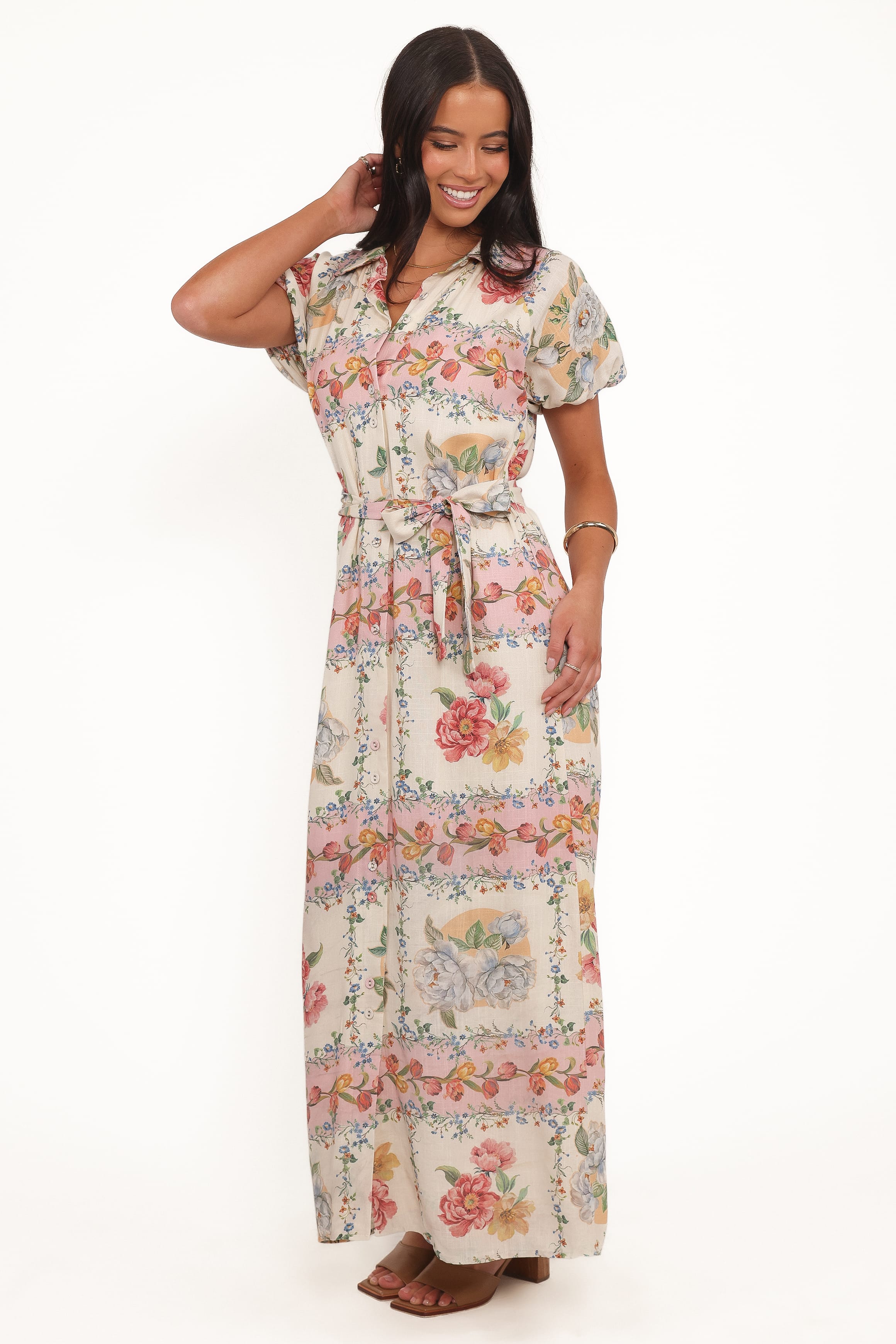 DRESSES James Button Through Maxi Dress - Rose Tile