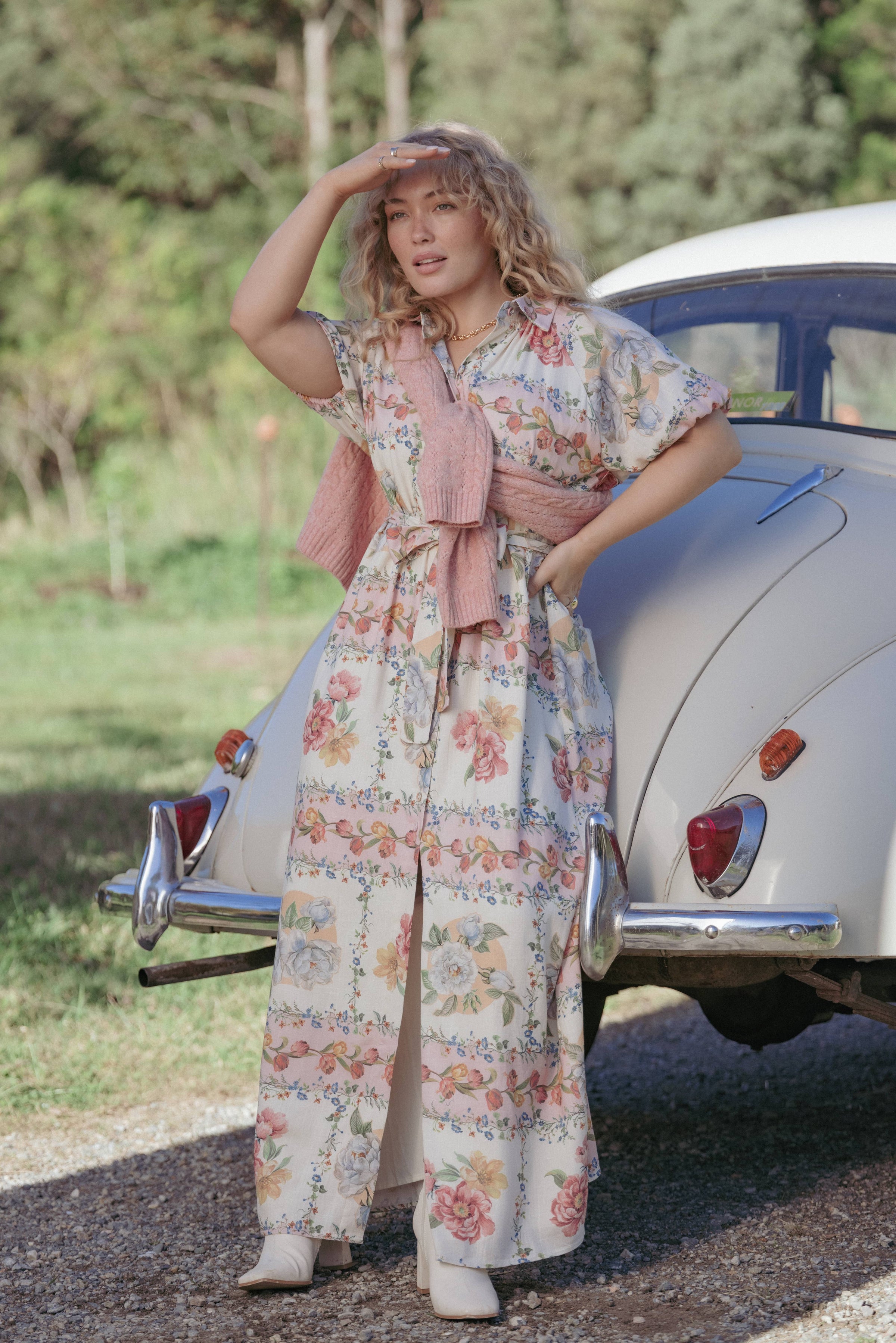 DRESSES James Button Through Maxi Dress - Rose Tile