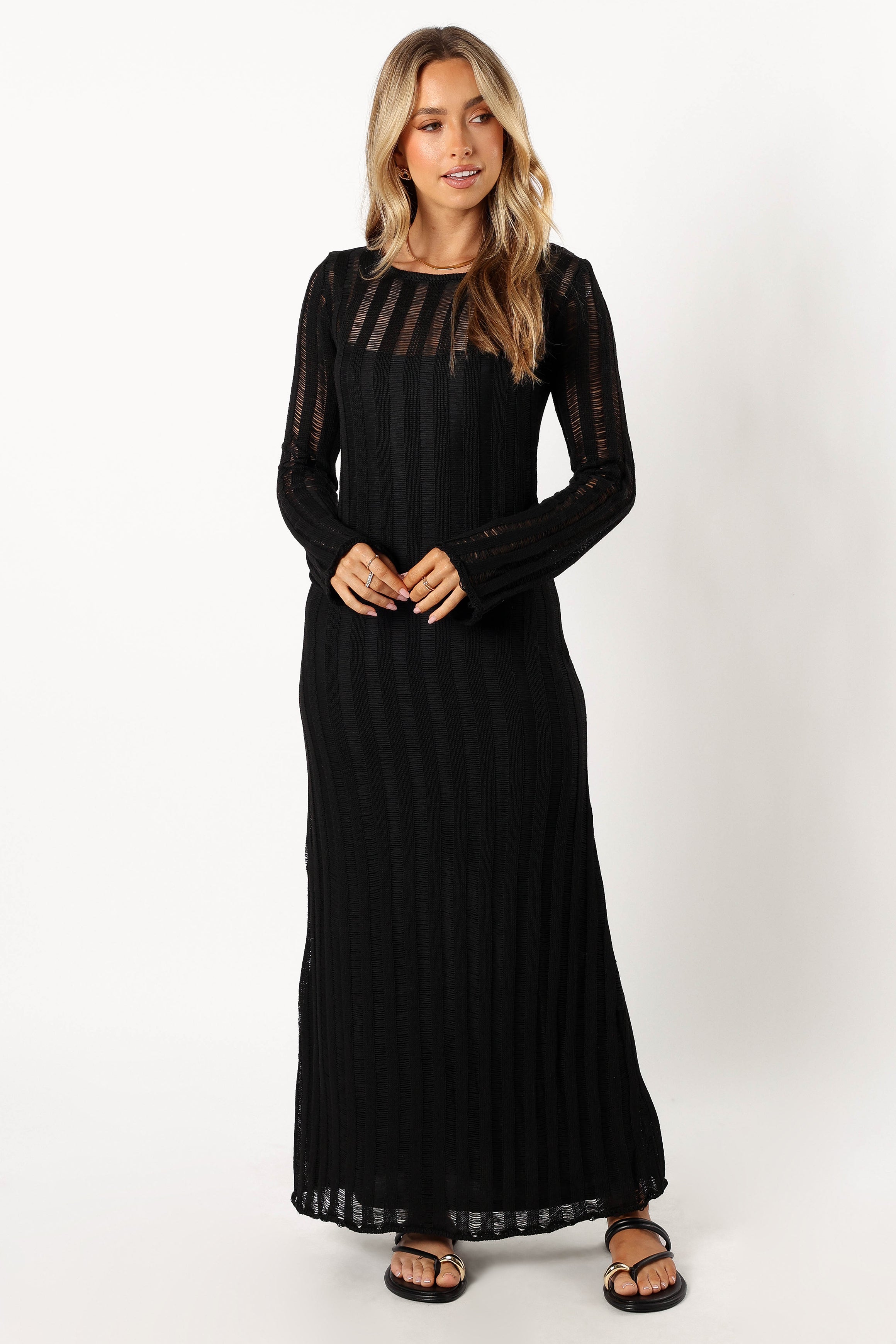 DRESSES @Jaye Long Sleeve Maxi Dress - Black