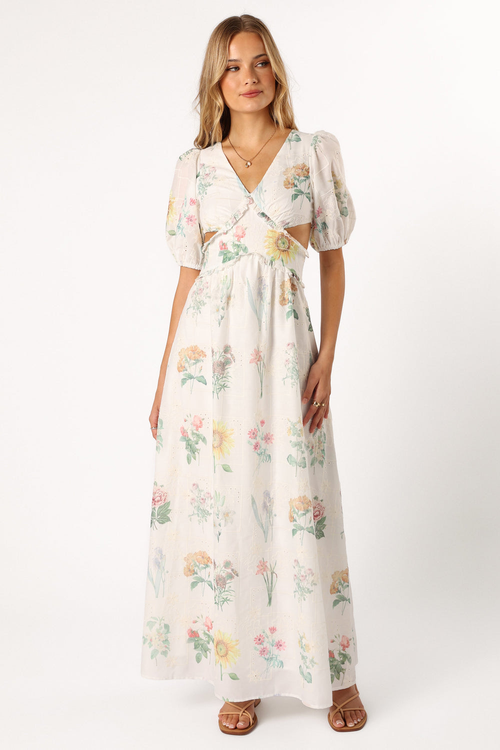 Shop Formal Dress - Jemima Puff Shoulder Maxi Dress - Floral fourth image