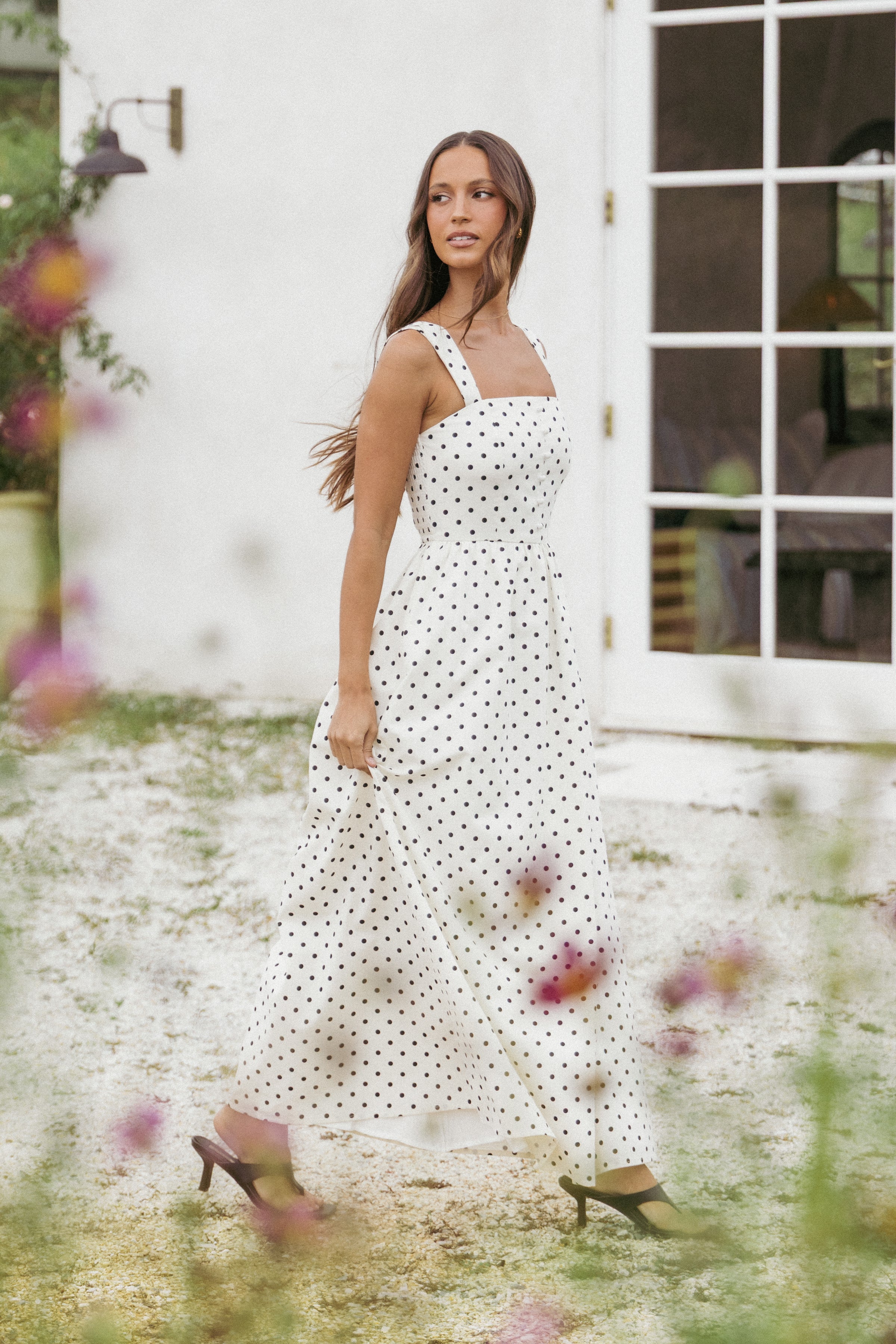DRESSES Jenni Maxi Dress - White Polka Dot