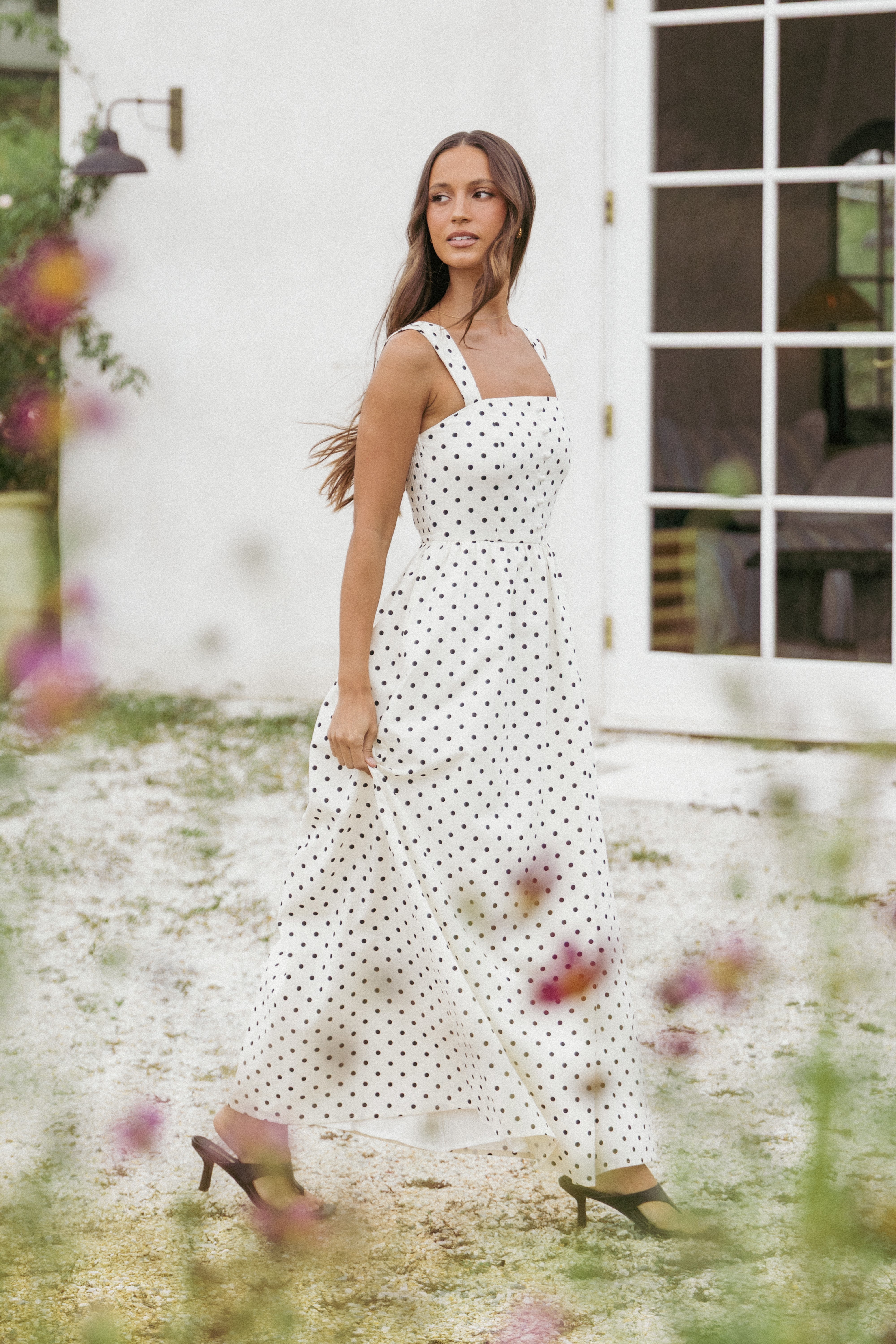 DRESSES Jenni Maxi Dress - White Polka Dot