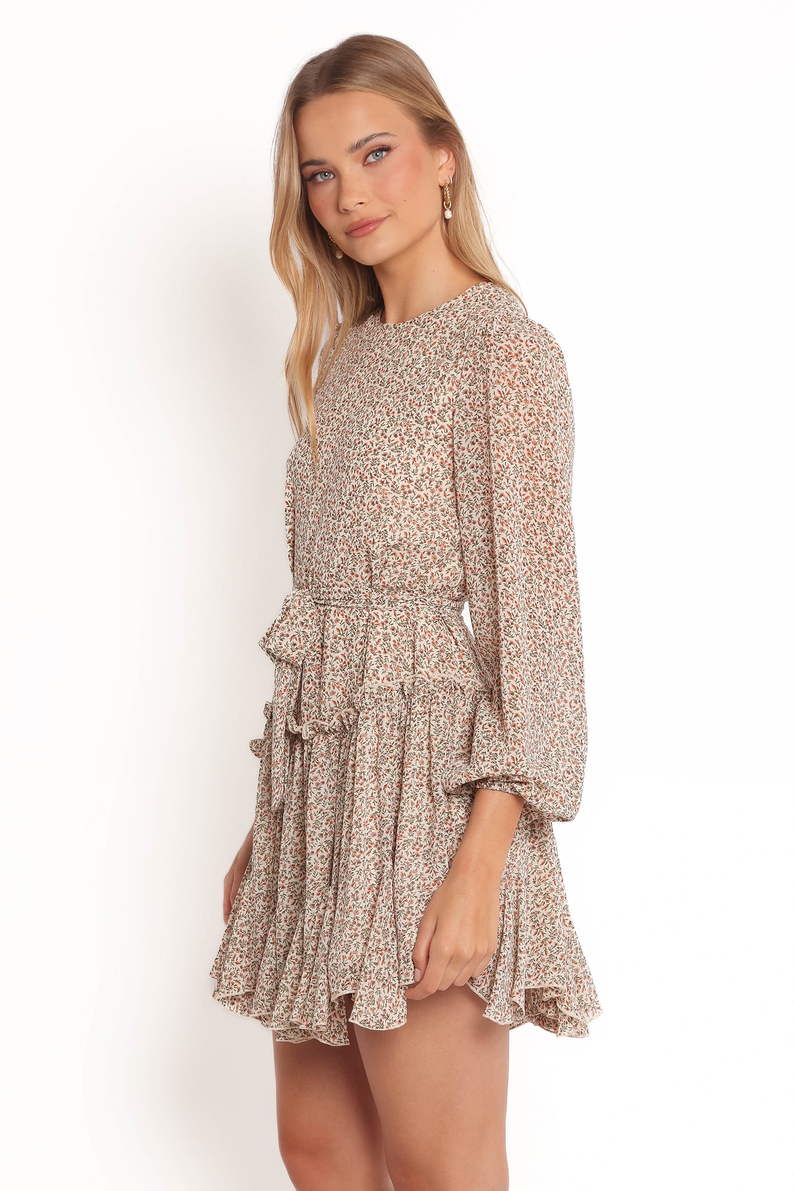 DRESSES Jennie Long Sleeve Mini Dress - Cream/Multi