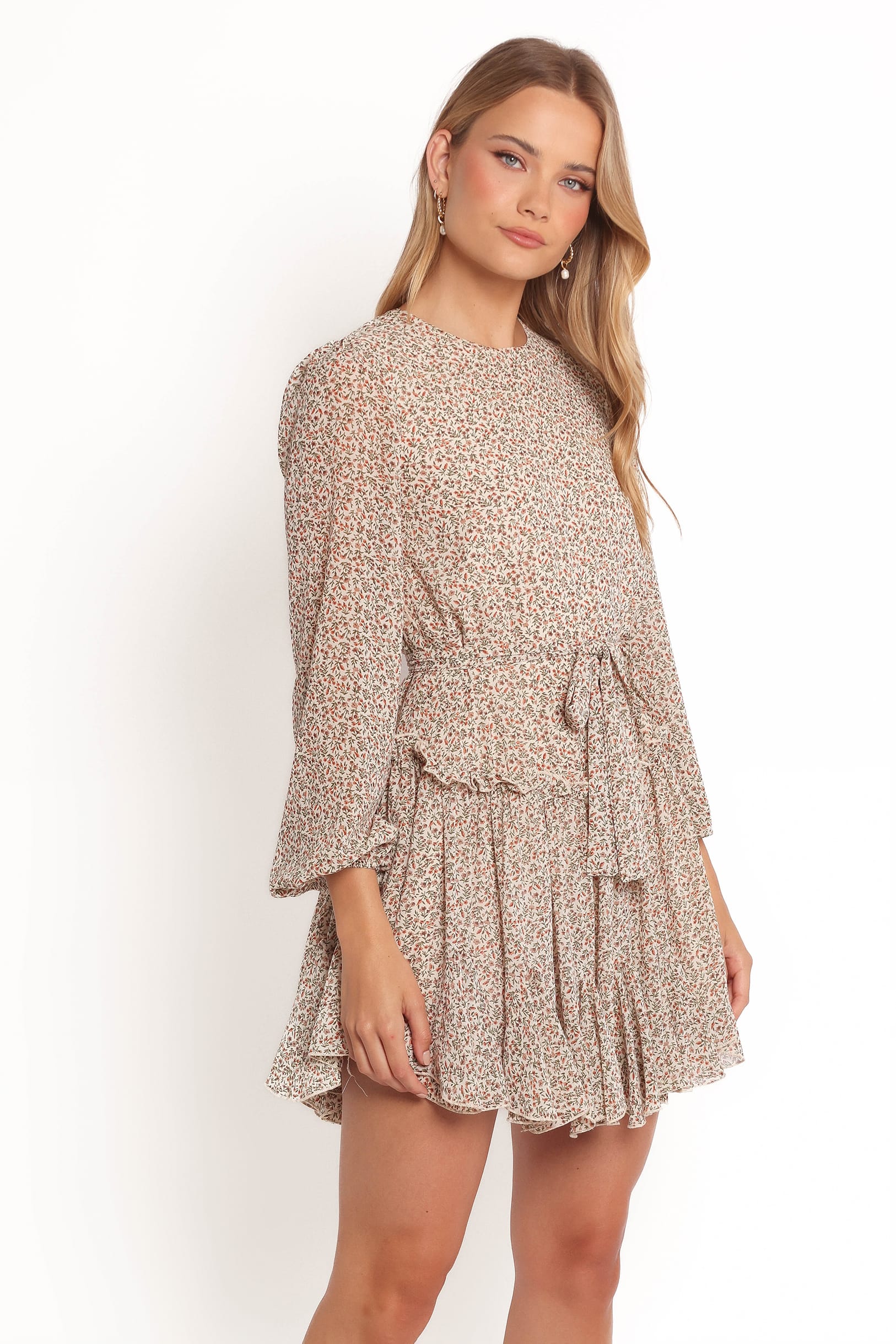 DRESSES Jennie Long Sleeve Mini Dress - Cream/Multi