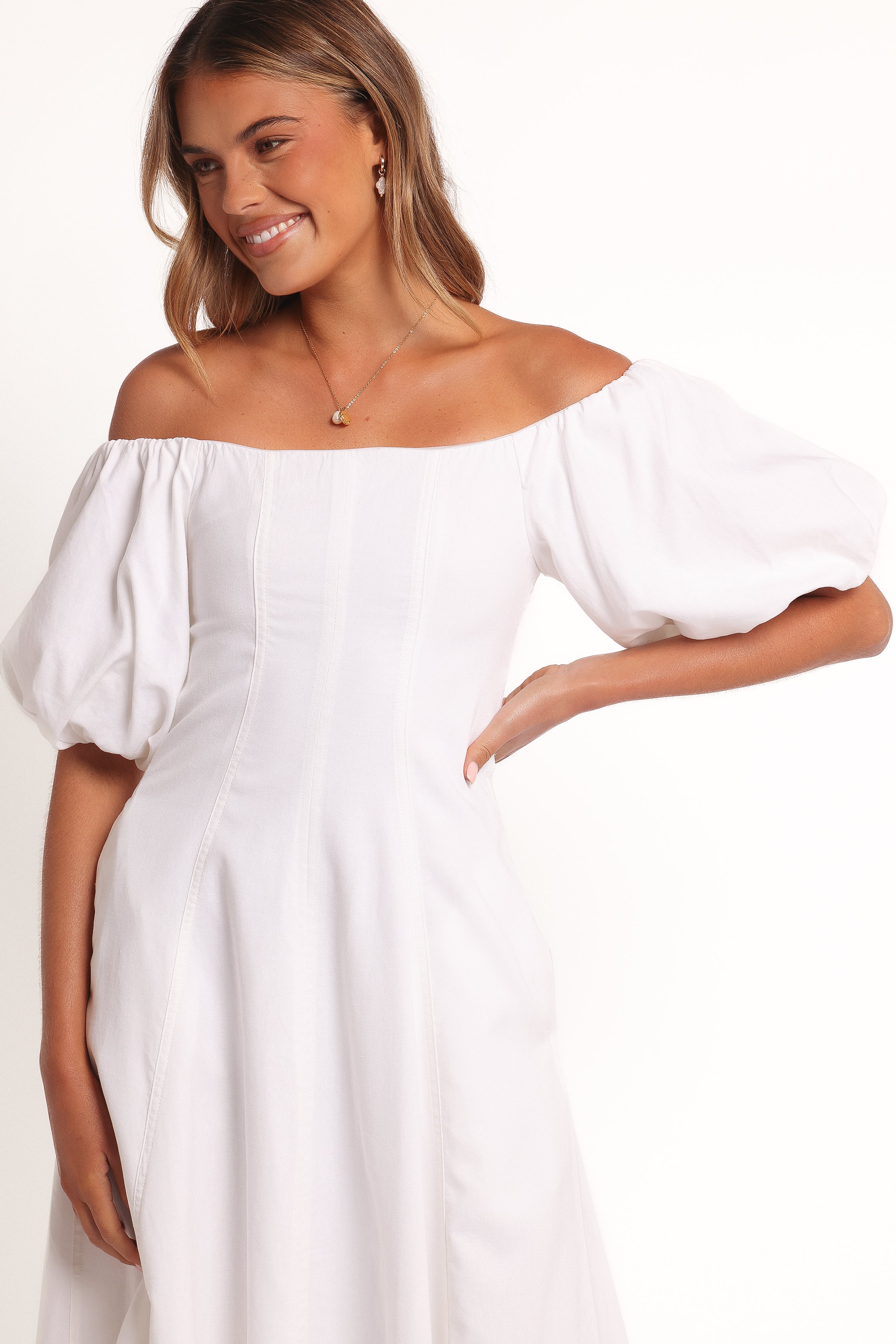 DRESSES Jensen Off Shoulder Midi Dress - Ivory