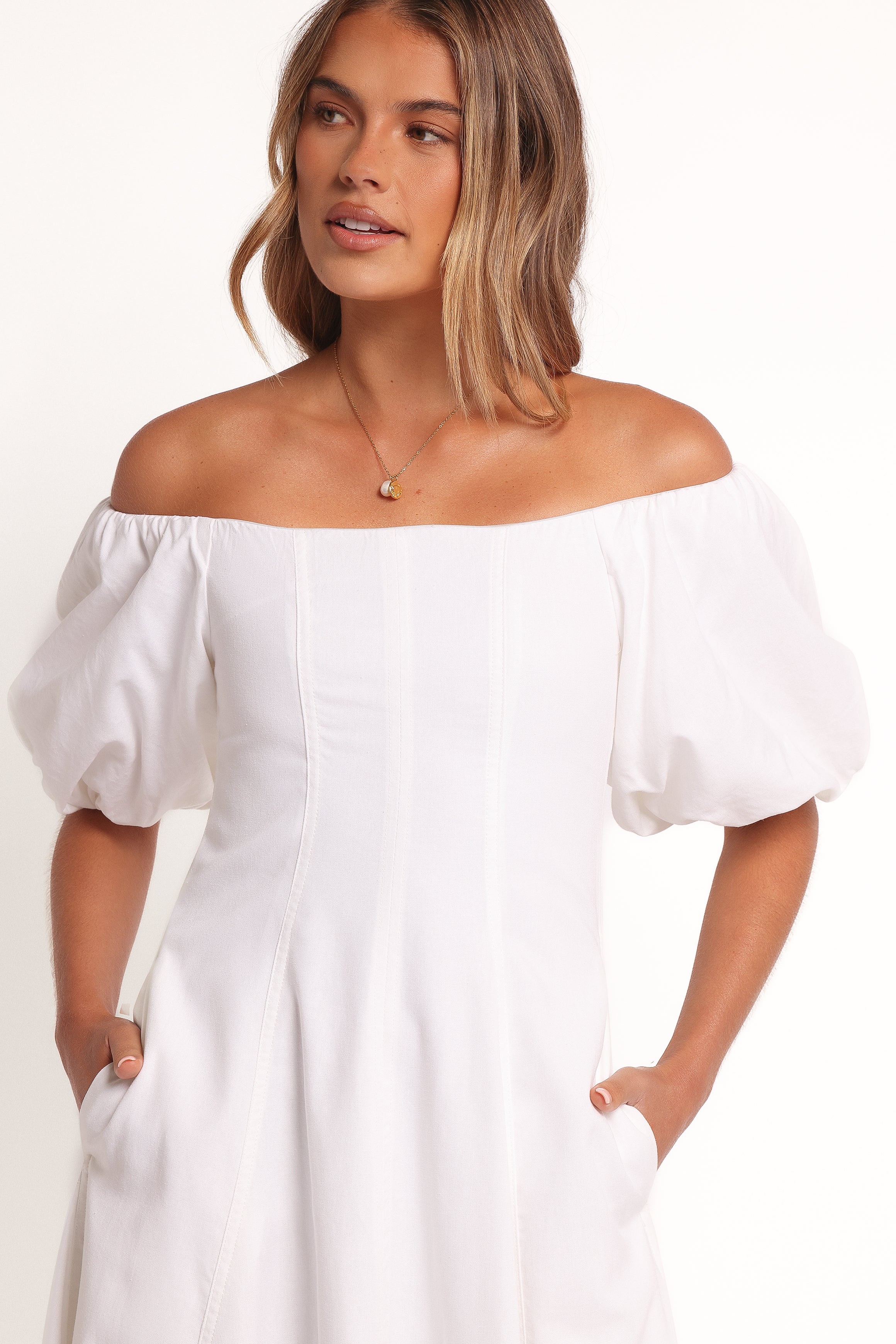 DRESSES Jensen Off Shoulder Midi Dress - Ivory