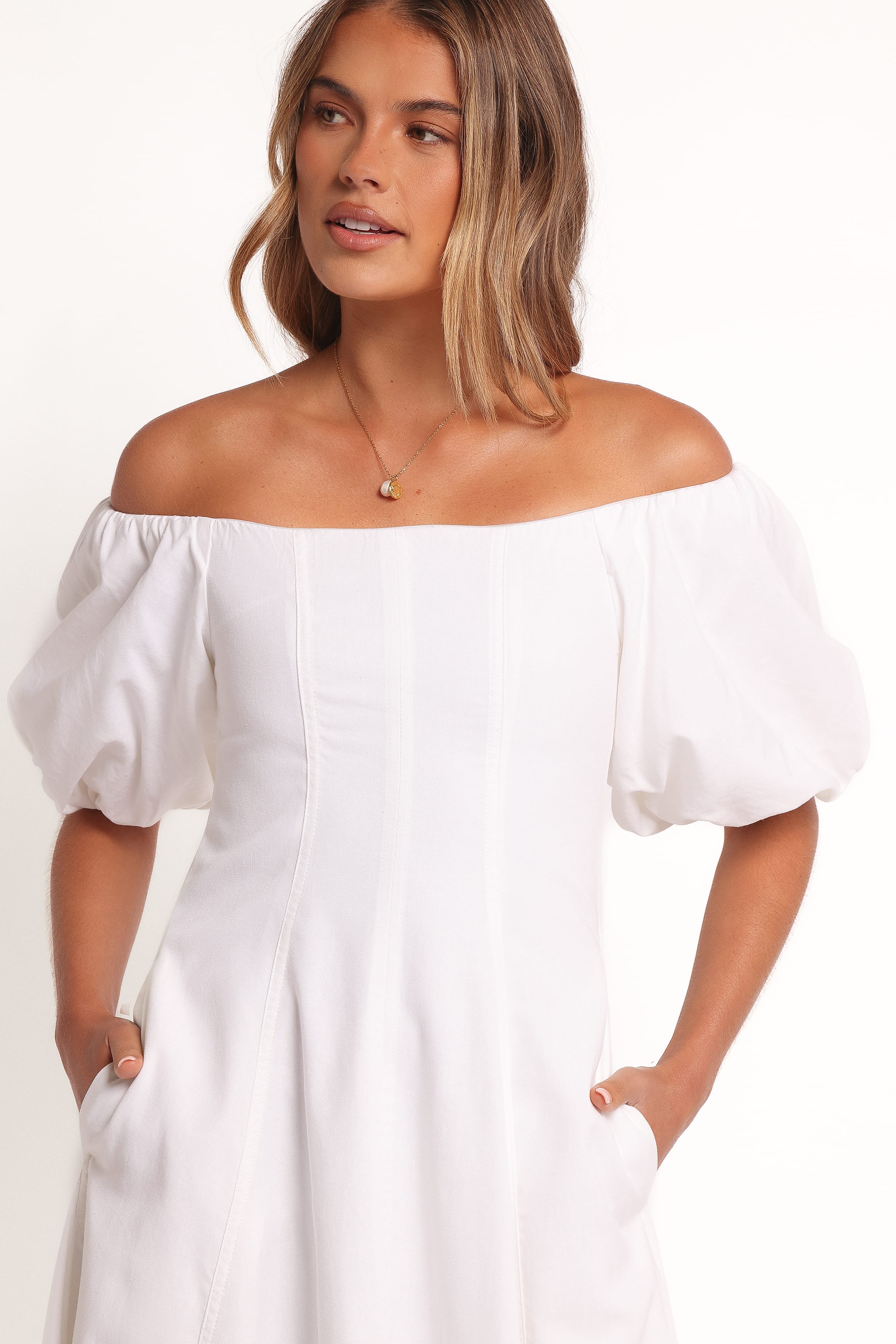 DRESSES Jensen Off Shoulder Midi Dress - Ivory