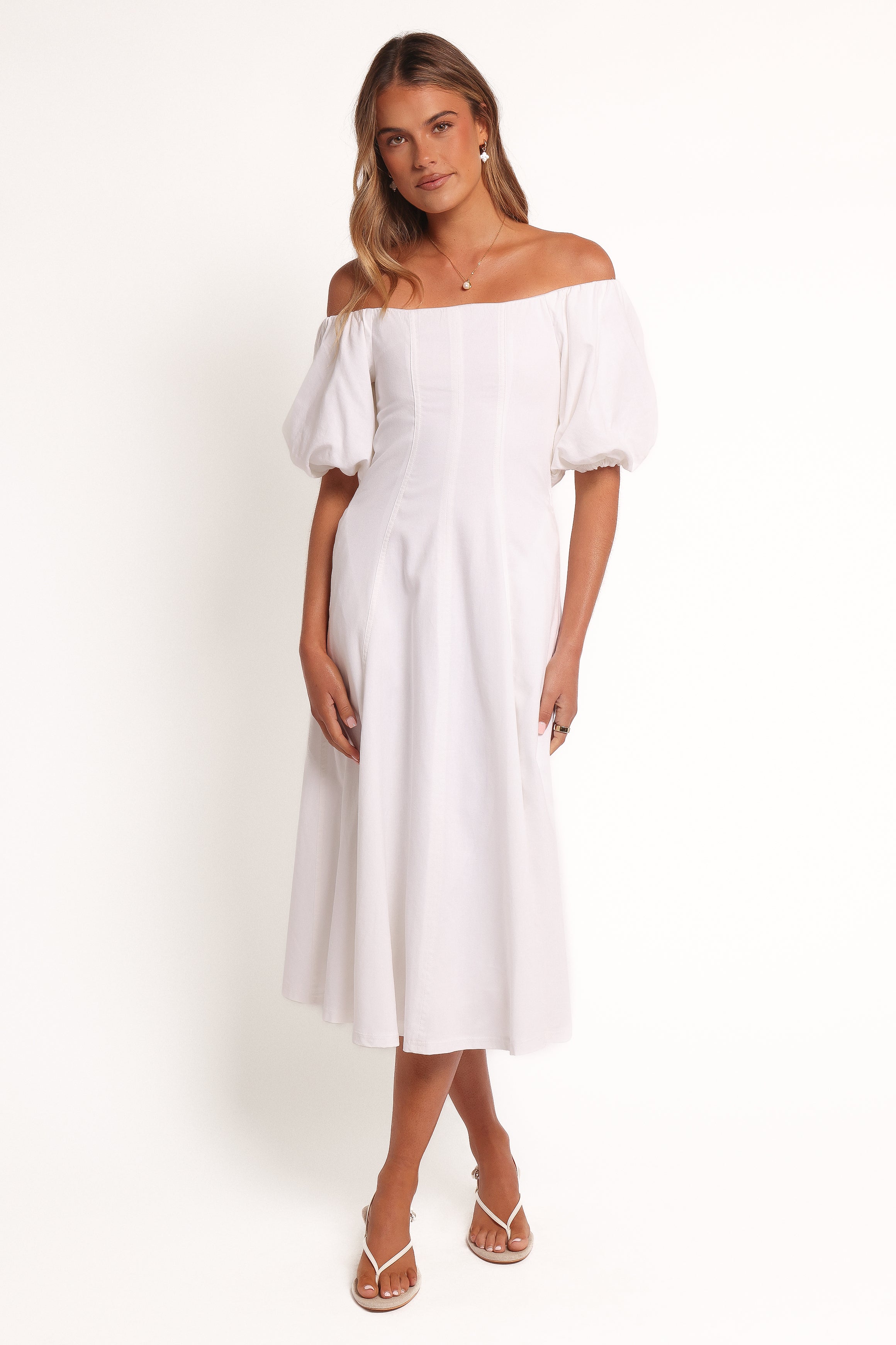 DRESSES Jensen Off Shoulder Midi Dress - Ivory