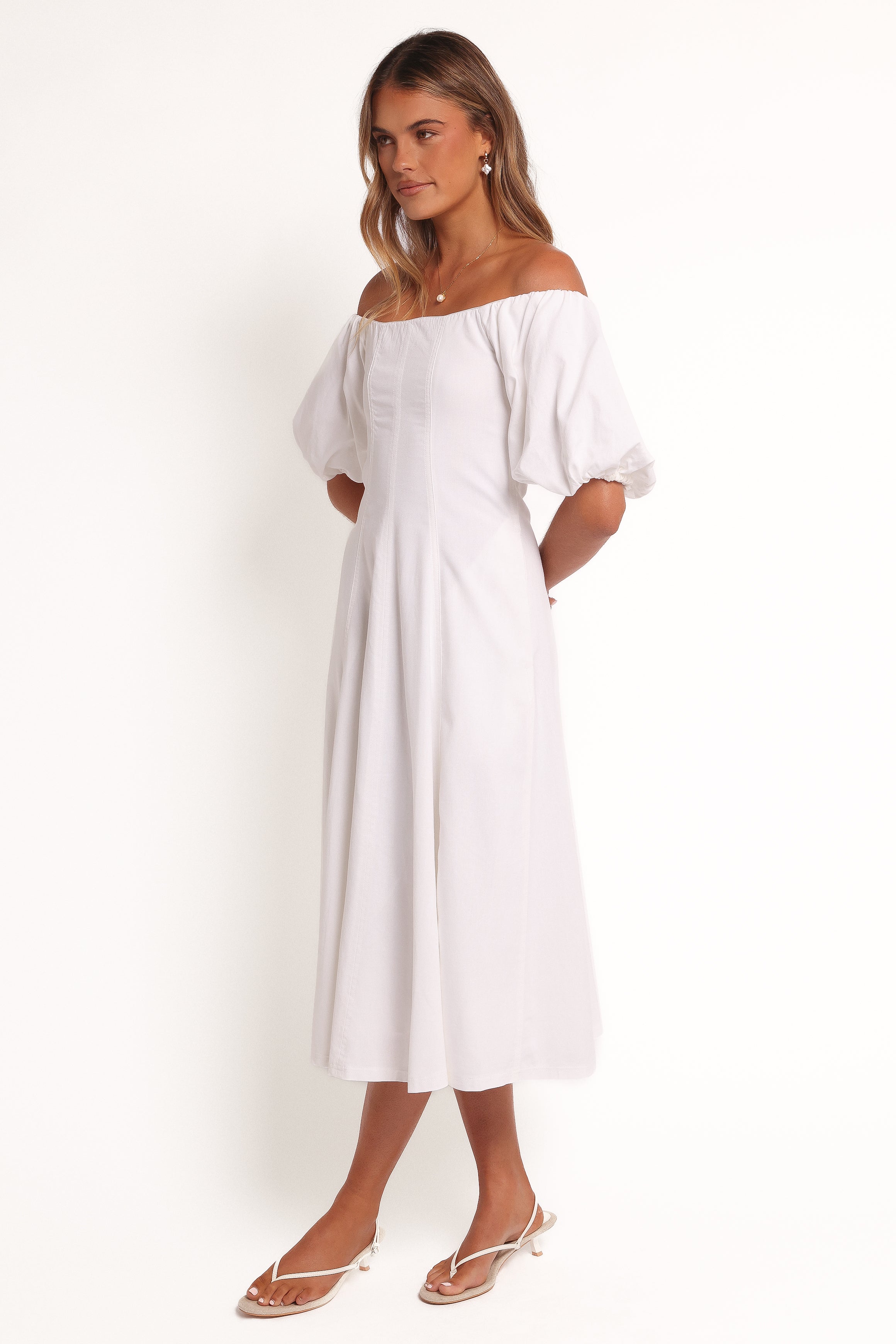 DRESSES Jensen Off Shoulder Midi Dress - Ivory
