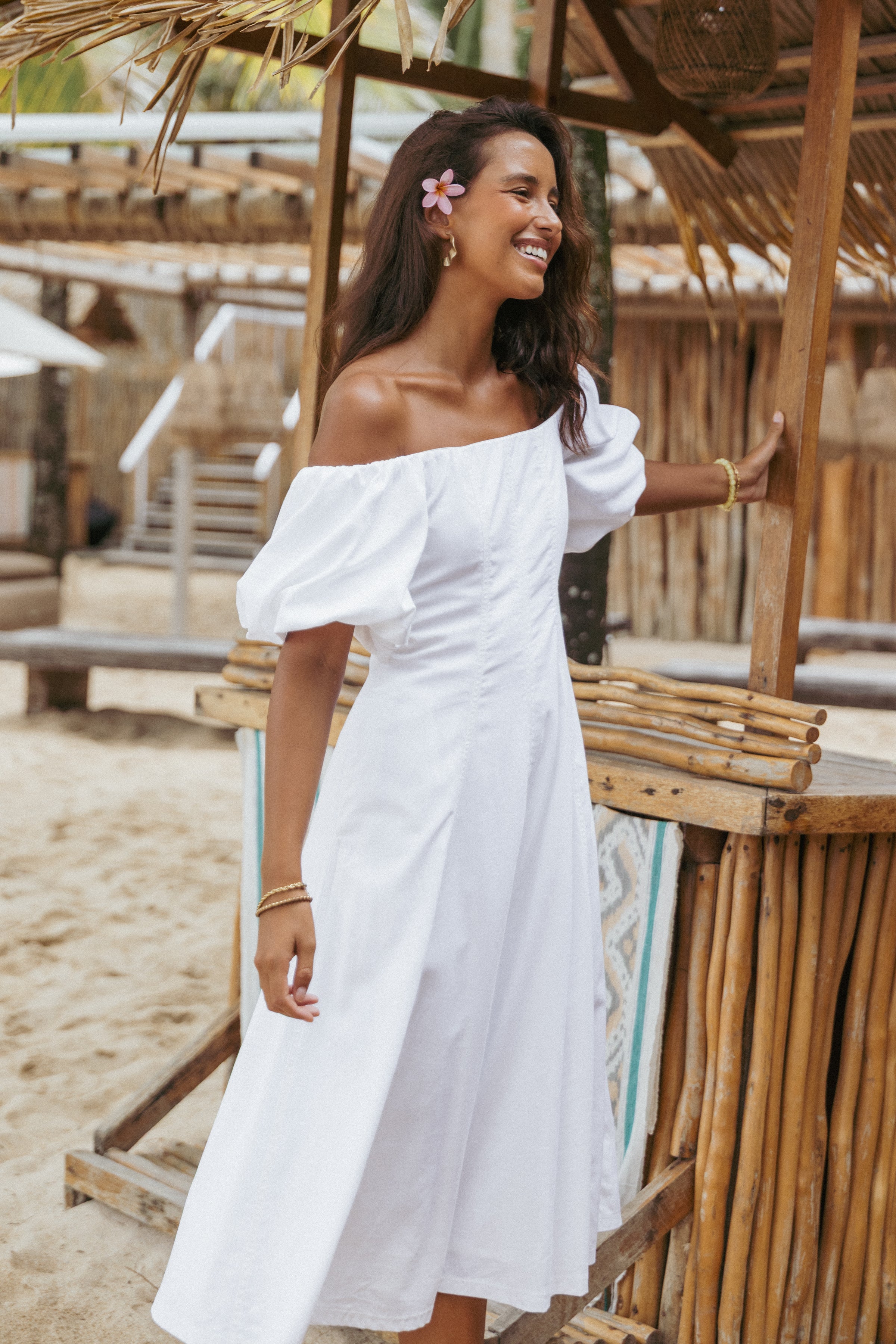 DRESSES Jensen Off Shoulder Midi Dress - Ivory