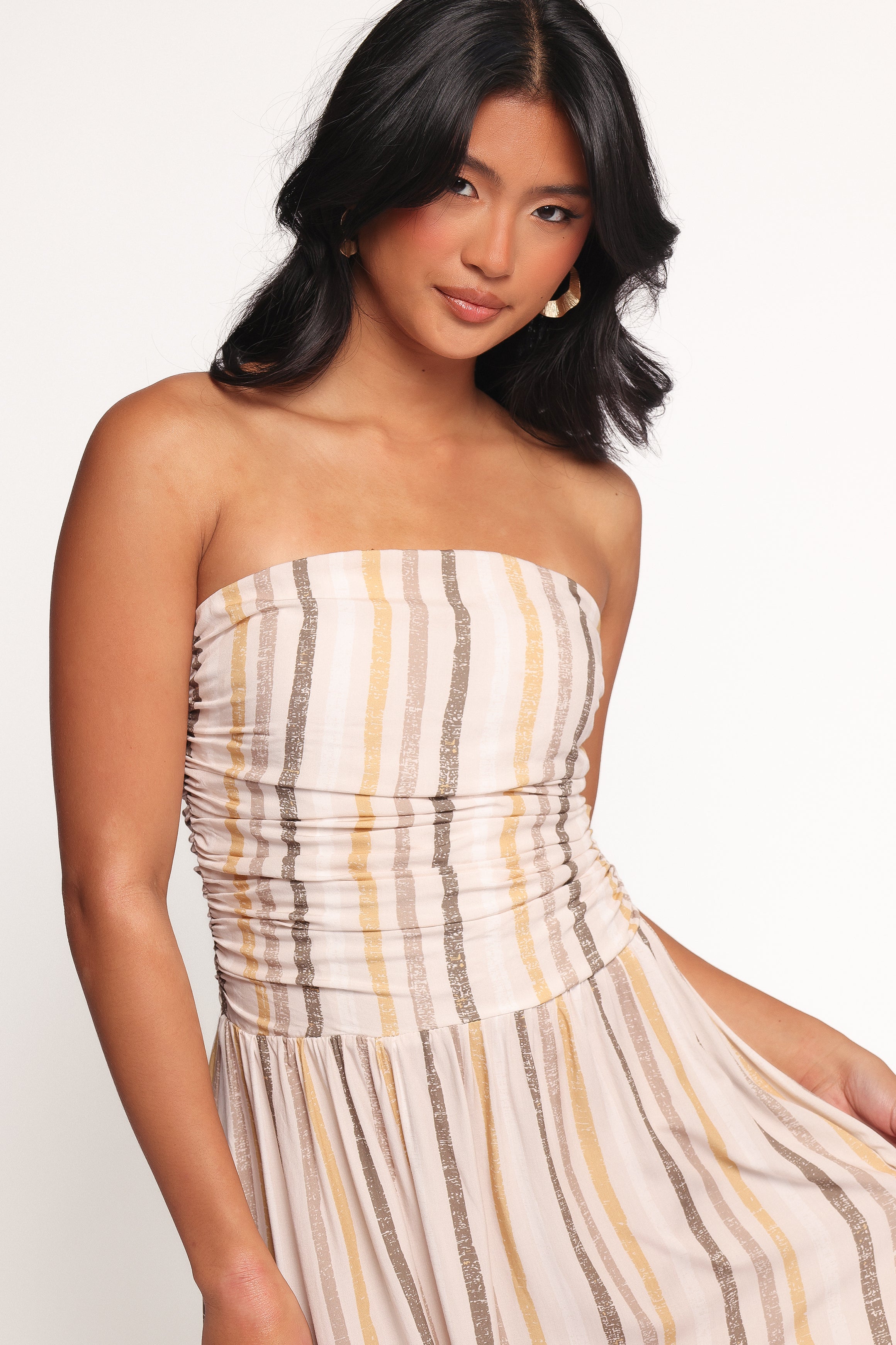 DRESSES Jimena Strapless Maxi Dress - Brown Stripe