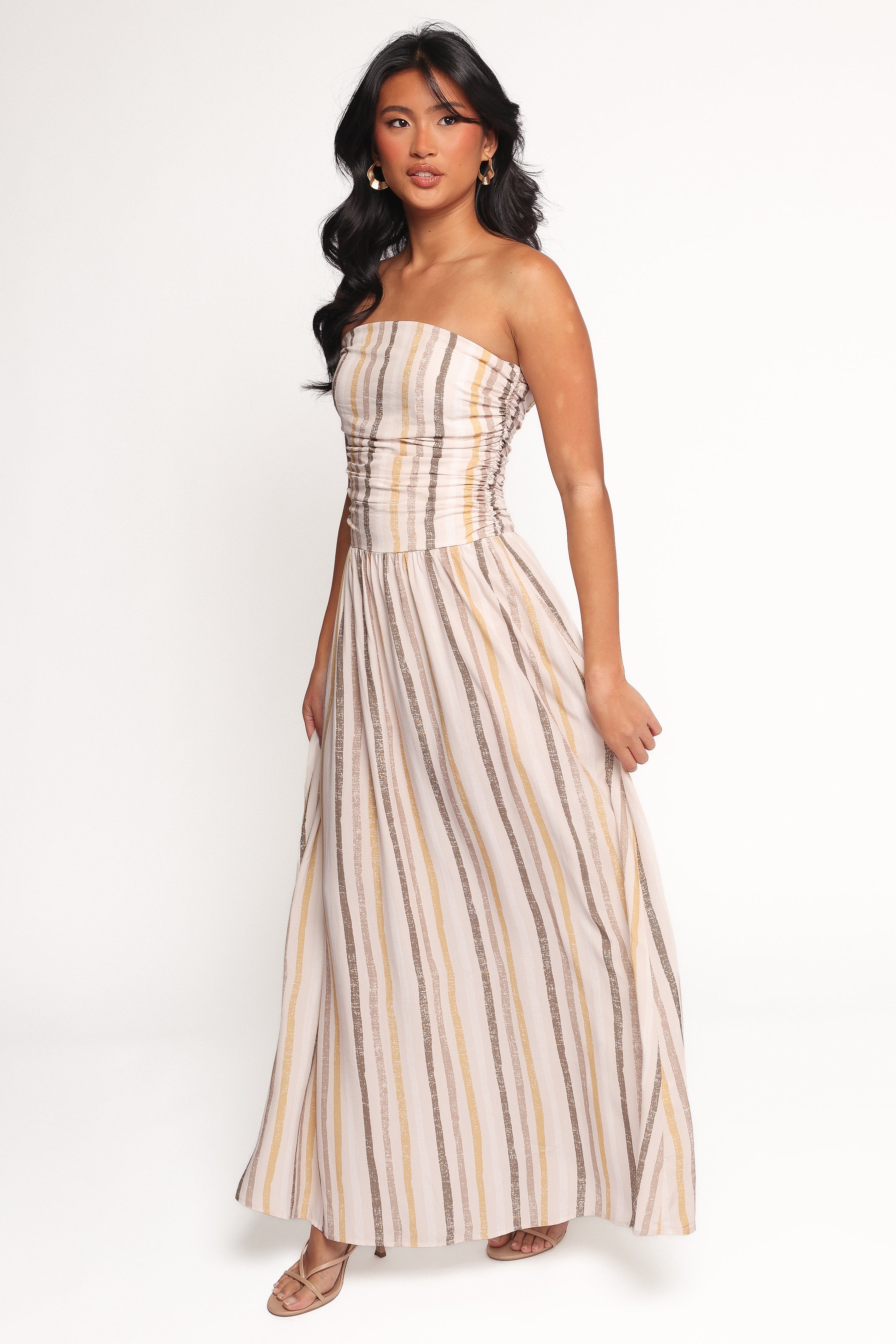 DRESSES Jimena Strapless Maxi Dress - Brown Stripe