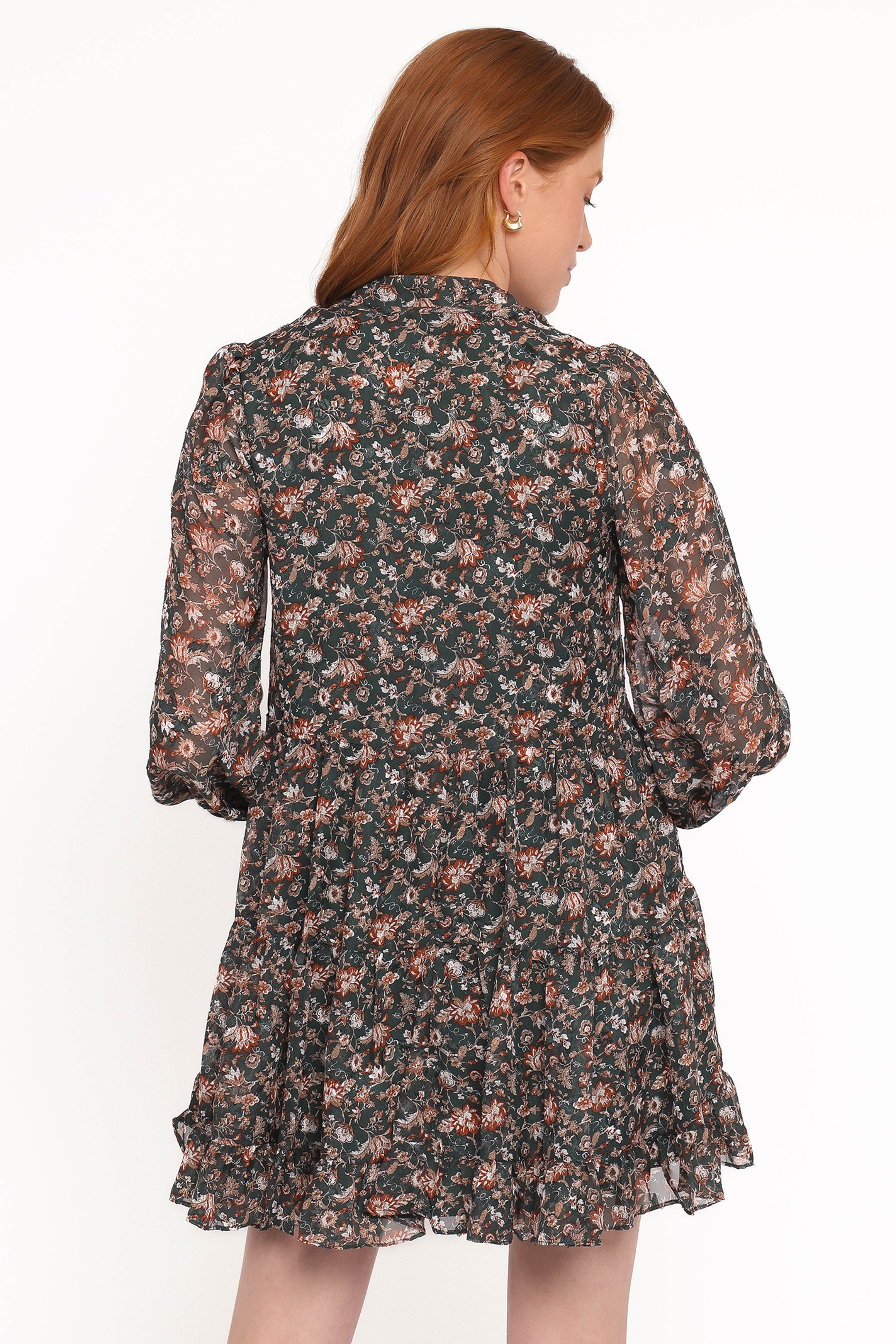 DRESSES Jinny Long Sleeve Mini Dress - Dark Green/Multi