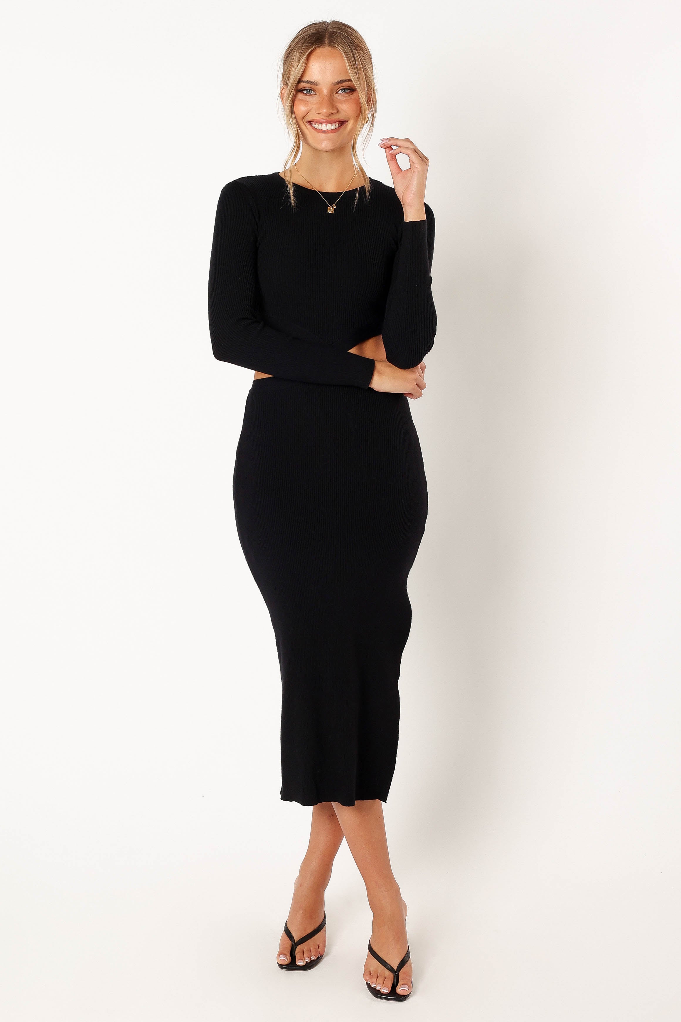 DRESSES @Jonah Longsleeve Midi Dress - Black