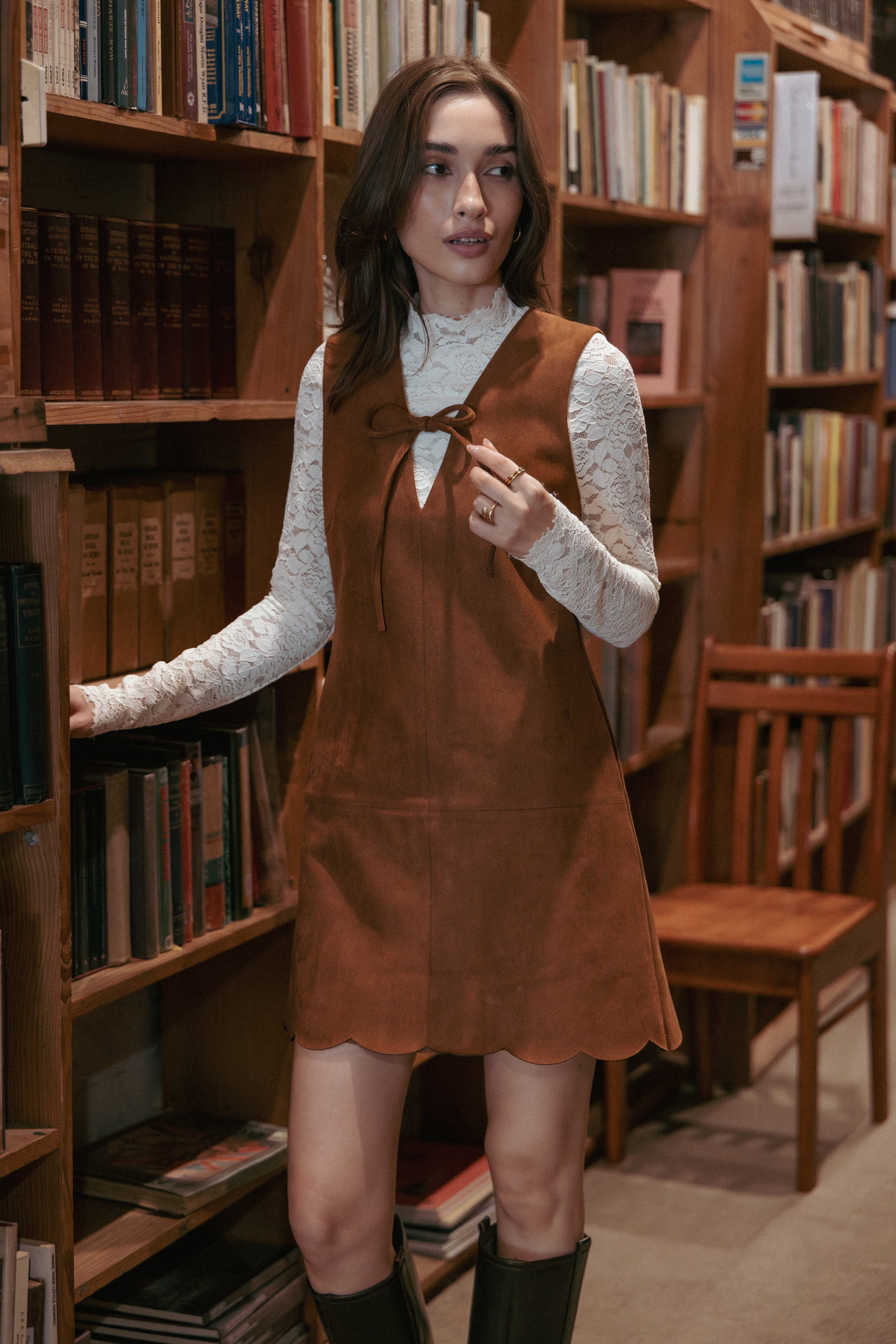 DRESSES Jonty Scallop Hem Mini Dress - Copper Tan