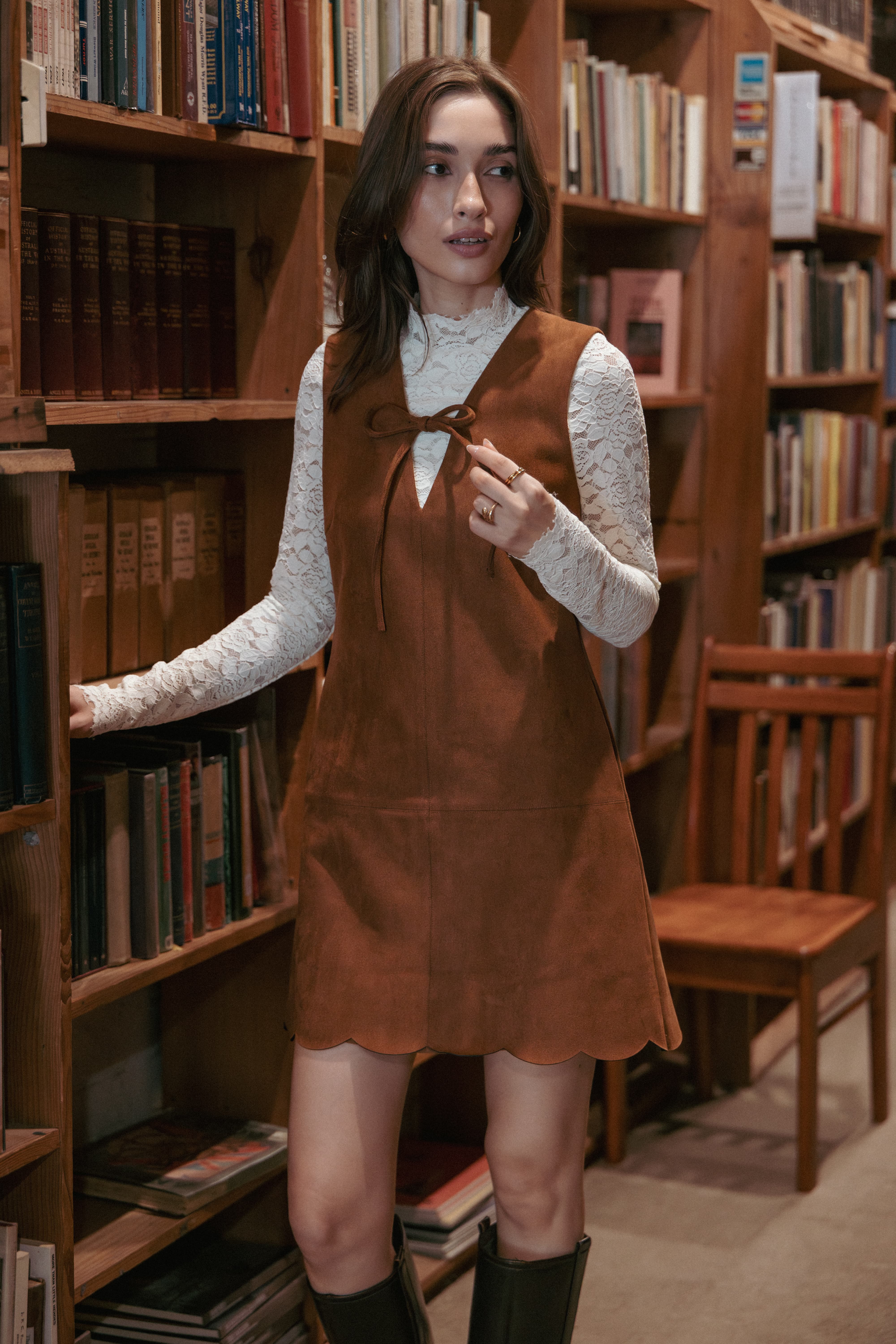 DRESSES Jonty Scallop Hem Mini Dress - Copper Tan