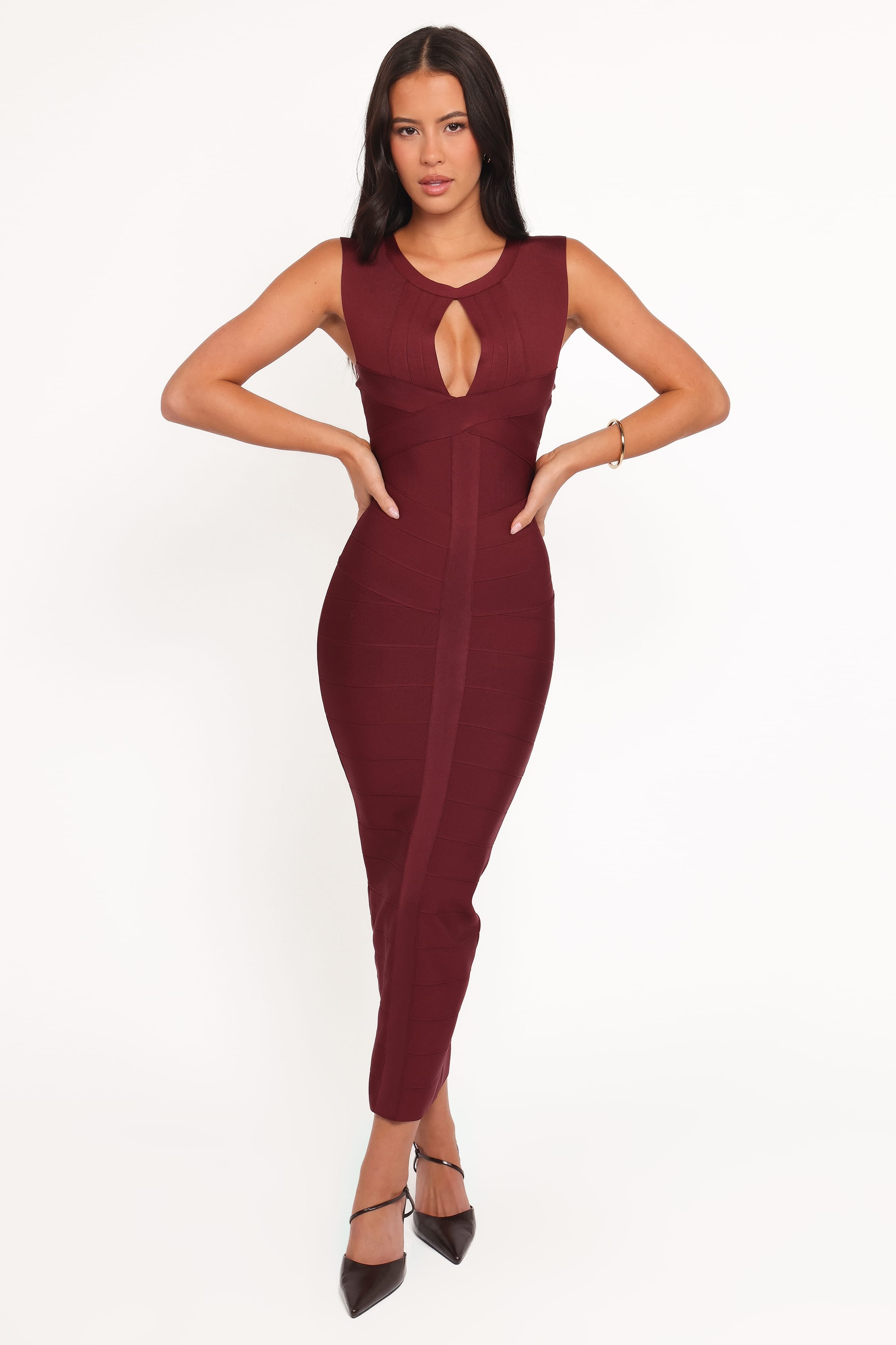 DRESSES Josiah Midi Dress - Burgundy