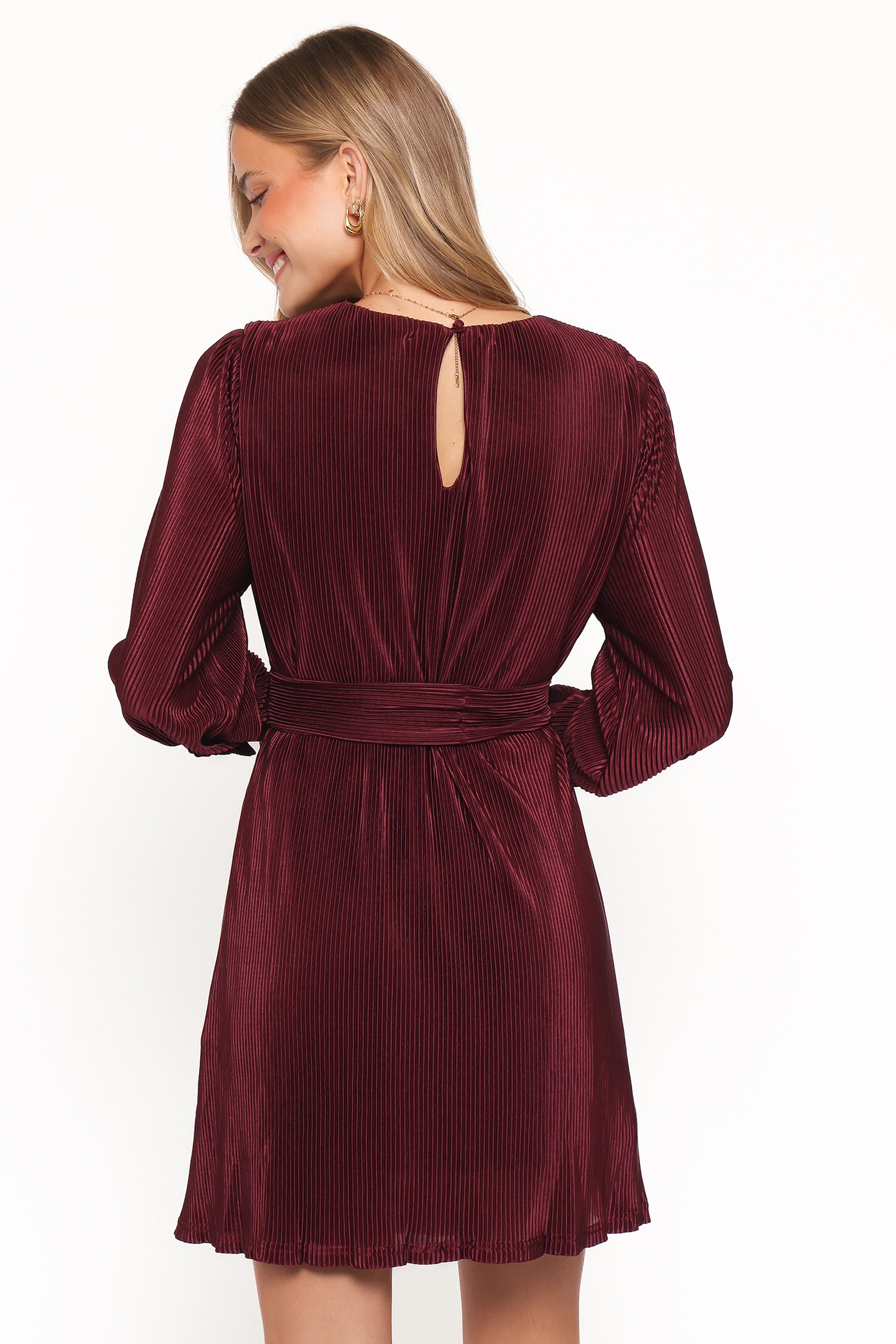 DRESSES Joy Plisse Mini Dress - Burgundy