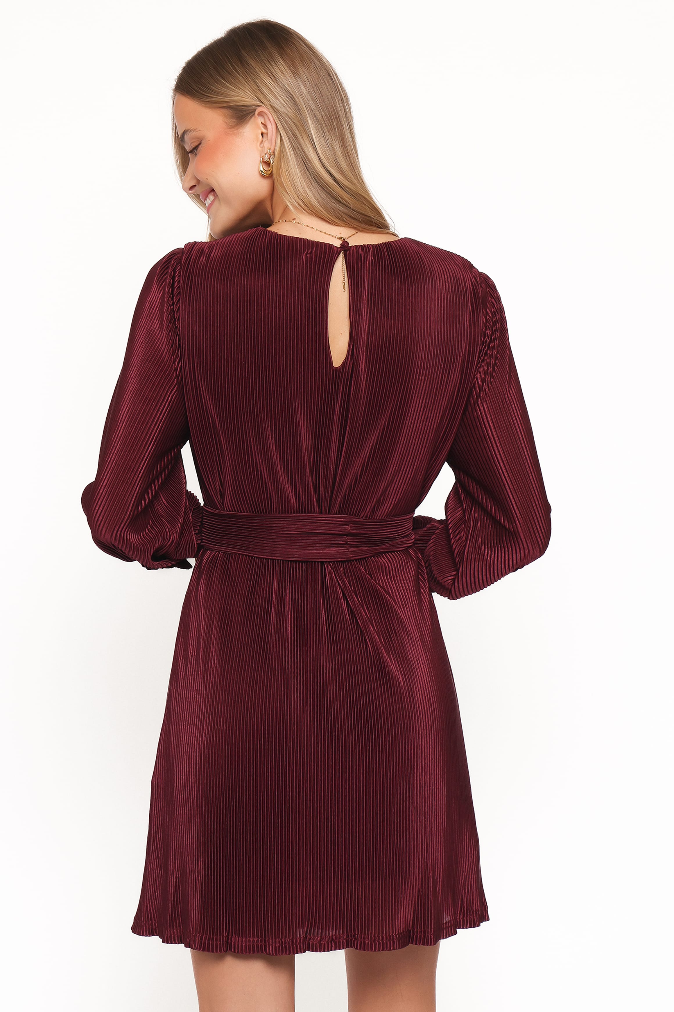 DRESSES Joy Plisse Mini Dress - Burgundy