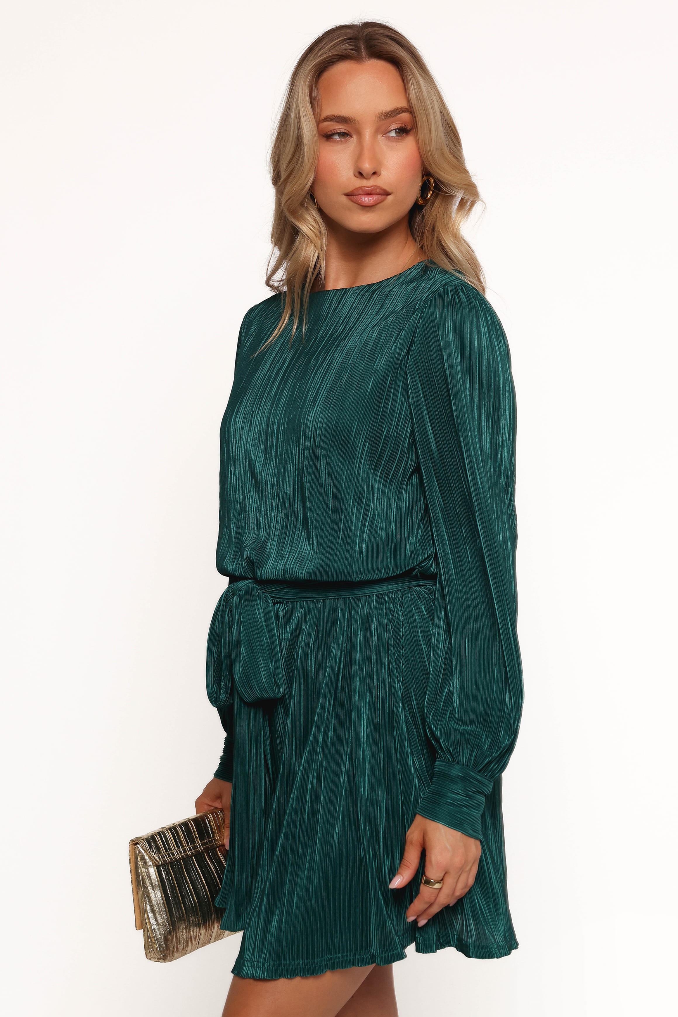 DRESSES Joy Plisse Mini Dress - Dark Jade