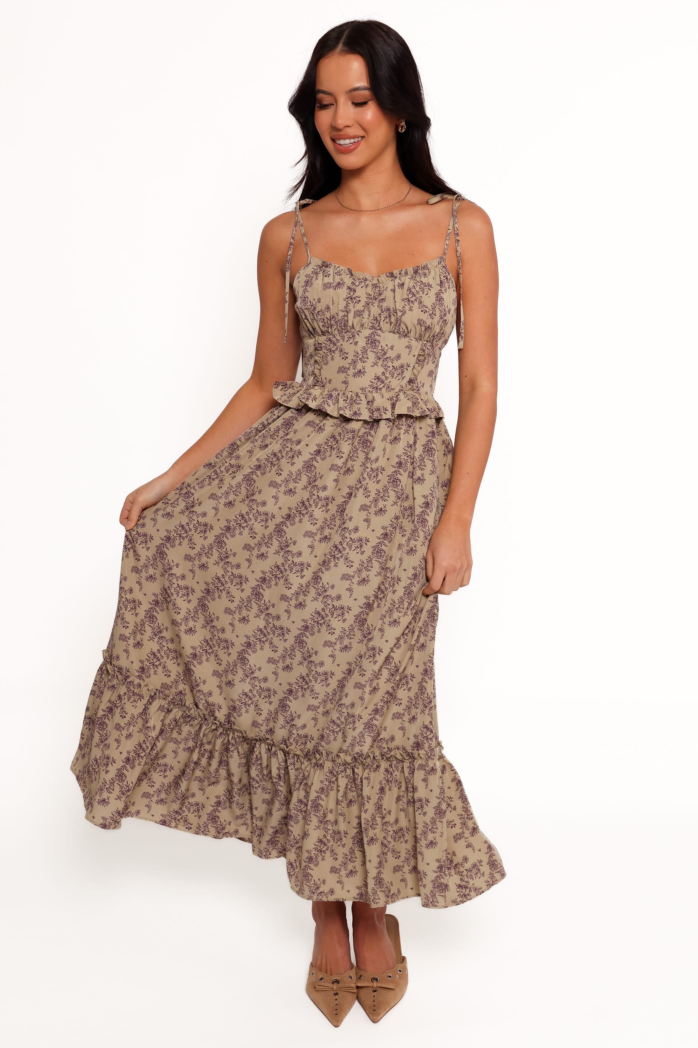 DRESSES Karie Midi Dress - Olive/Dark Purple